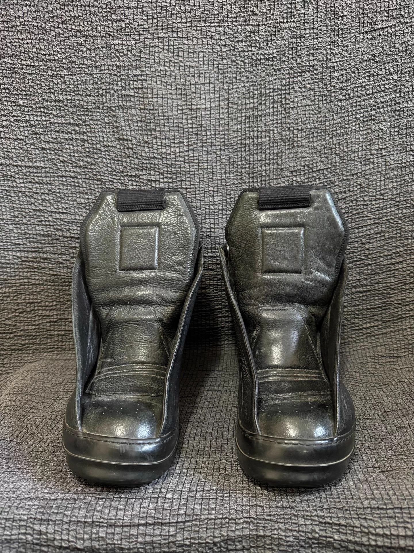Rick Owens Black Leather Open-Top High-Top Men's Shoes