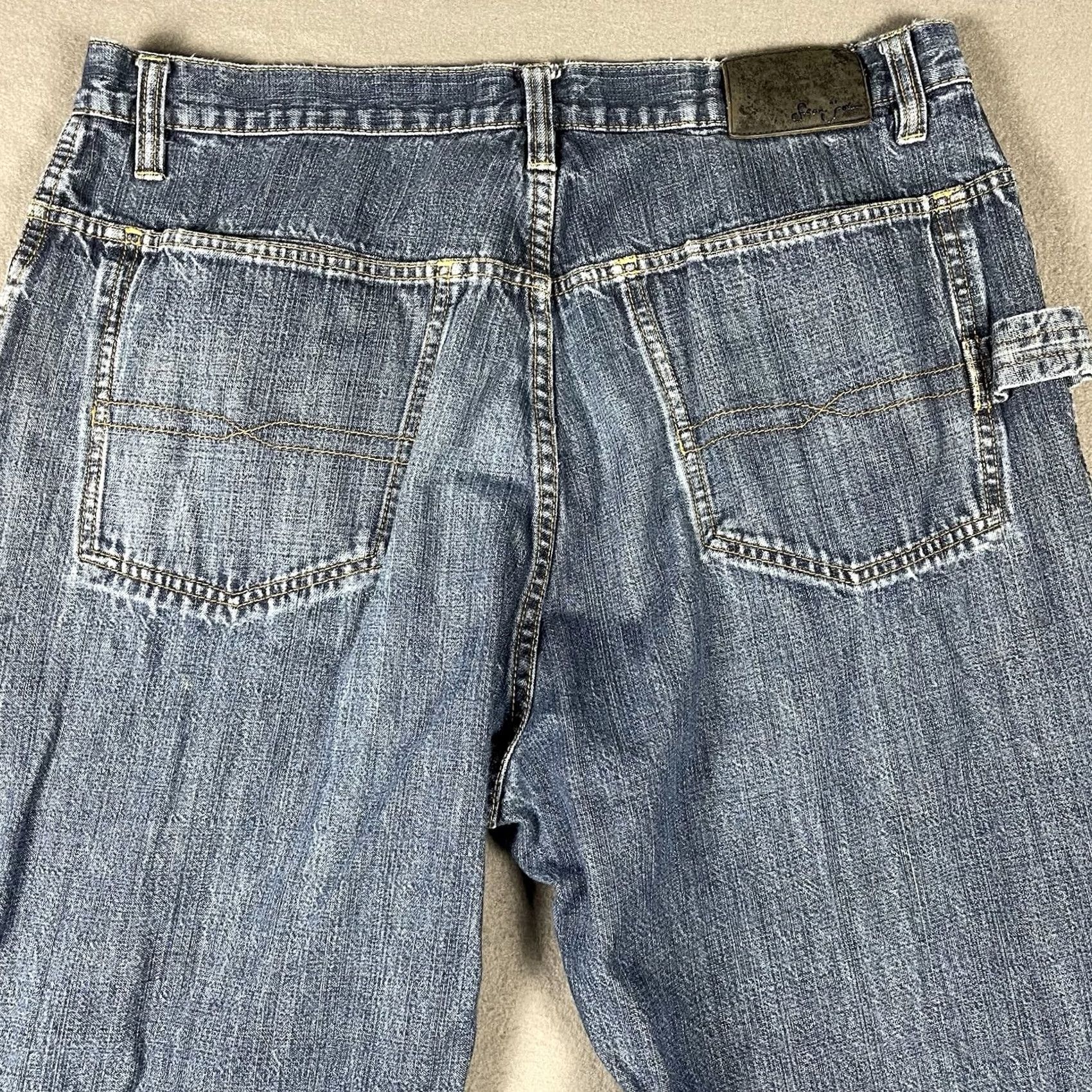 Sean John VINTAGE Sean John Jeans Mens 36 Wide-Leg Distressed Carpenter 5-Pocket Denim Blue 90s Grunge Y2K Skater Size US 36 / EU 52 - 3 Thumbnail