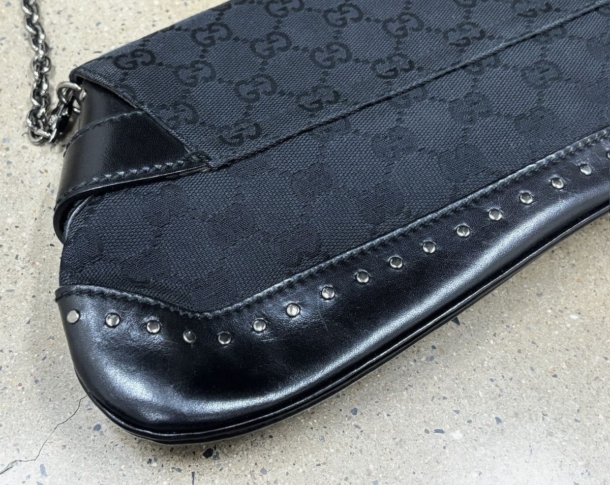 Gucci GUCCI Black GG Canvas Horsebit Chain Large Clutch Bag Size ONE SIZE - 9 Thumbnail