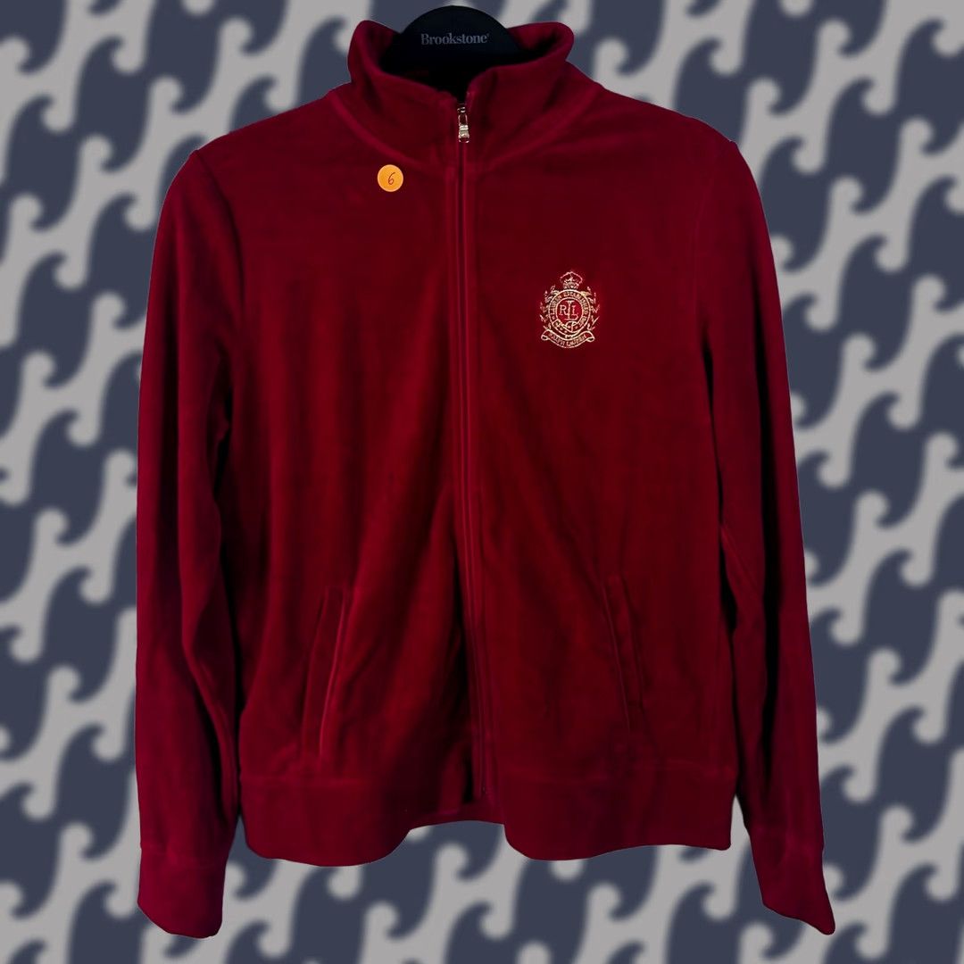 Ralph Lauren Lauren Active Ralph Lauren Red Velour Zip Up Track Jacket Petite Medium RL Crest Women Jacket PM Red Velour Full Zip Pockets Collared Size M / US 6-8 / IT 42-44 - 1 Thumbnail
