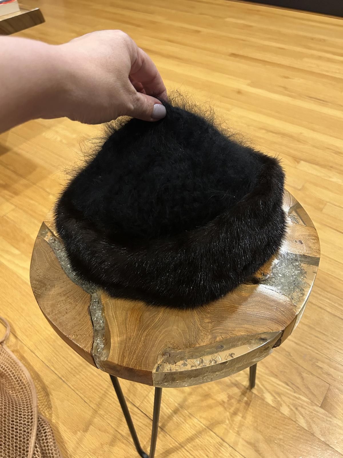 Vintage Black wool and mink Fur Women\'s Hat Vintage Fur Roller Hats available online. Keeps your head  main image 3