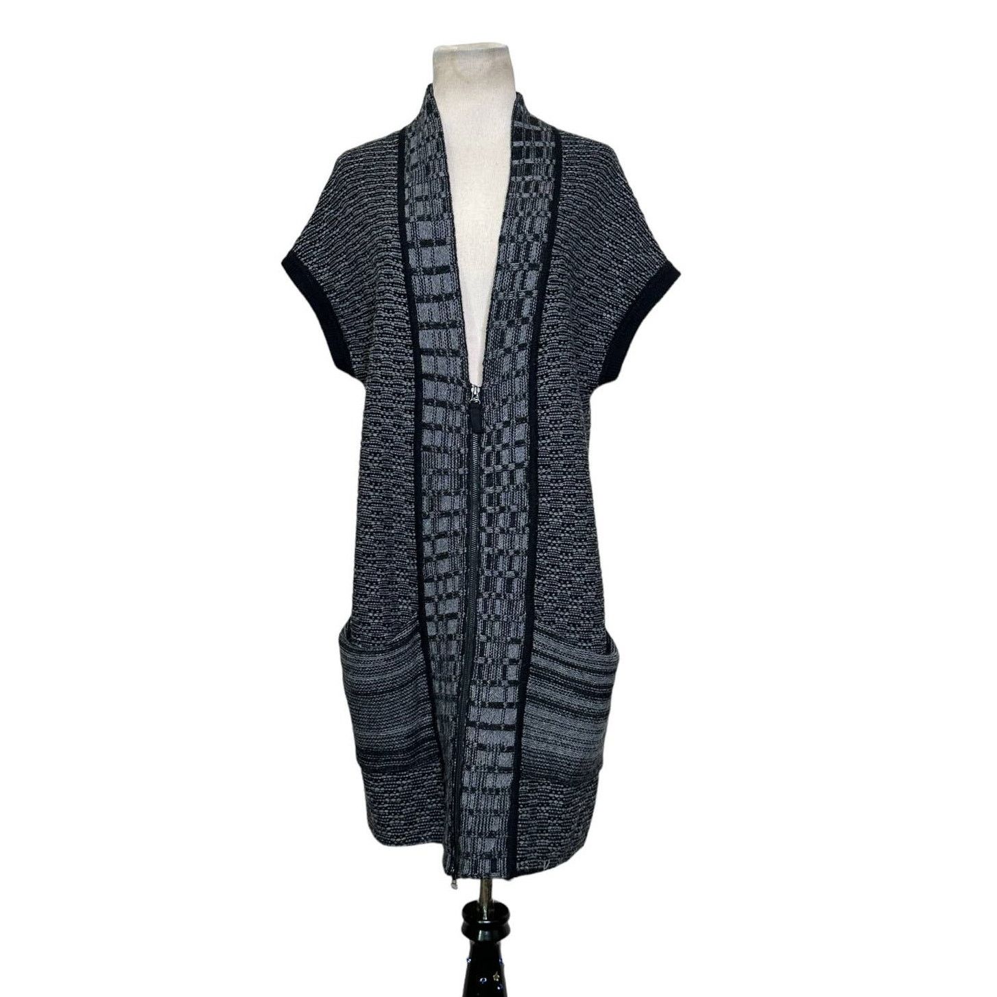 White + Warren White + Warren Black Gray Zip Up Sweater Duster M Size M / US 6-8 / IT 42-44 - 1 Thumbnail