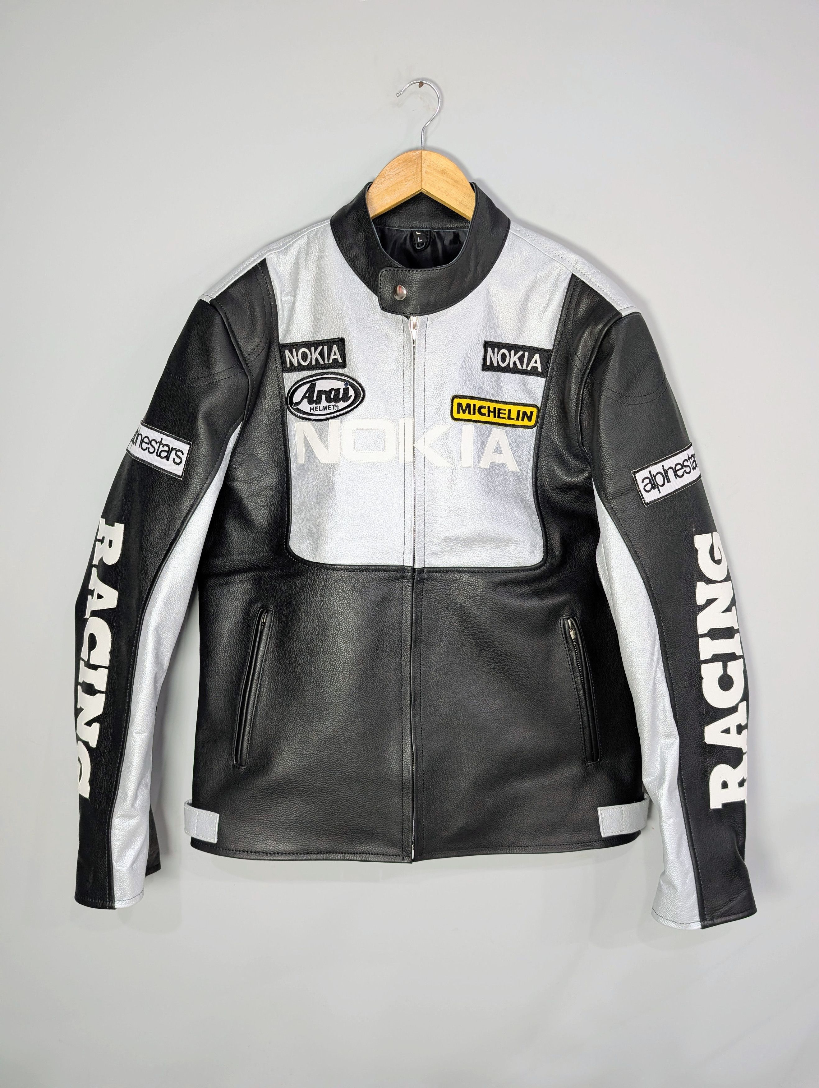 Vintage 🔥NOKIA🔥 Vintage 90s Racing Real Cowhide Leather Jacket Size S / US 4 / IT 40 - 1 Thumbnail