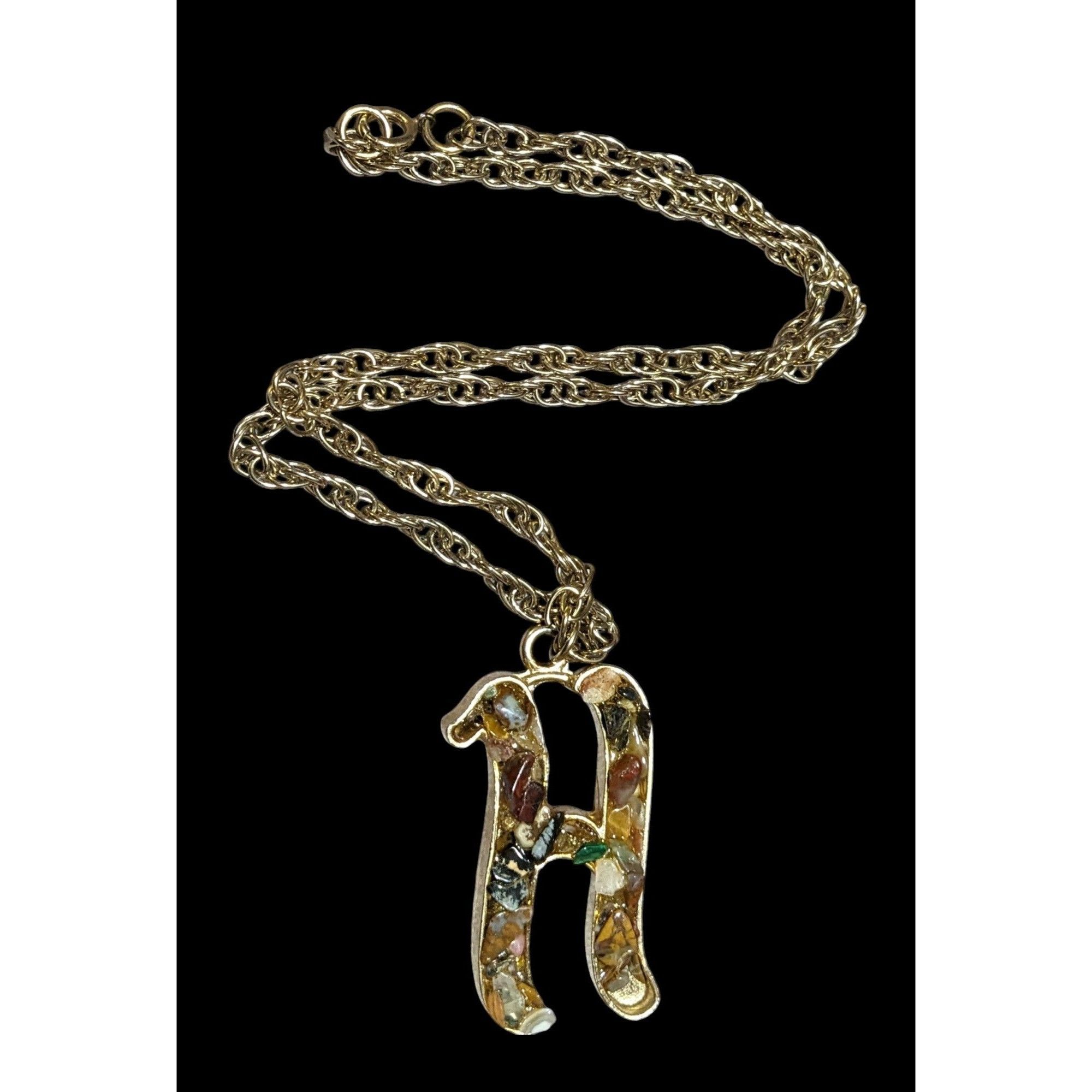 Other Gemstone Chip H Initial Pendant Necklace Size ONE SIZE - 1 Thumbnail