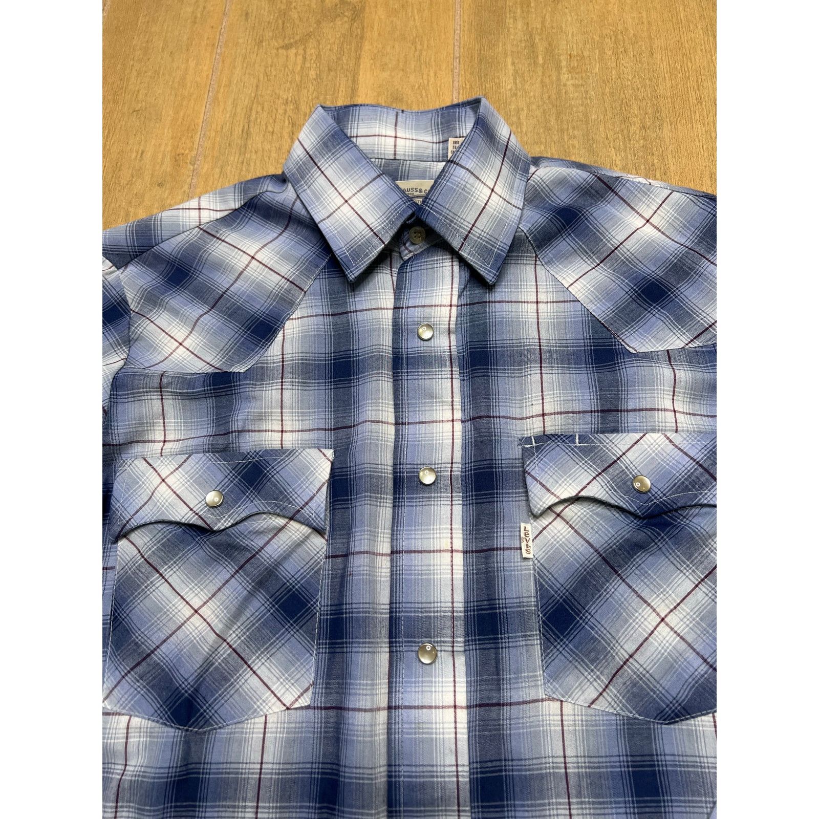 Levi's Vintage Levi’s Western Plaid Pearl Snap Shirt Blue Mens S Size US S / EU 44-46 / 1 - 1 Thumbnail