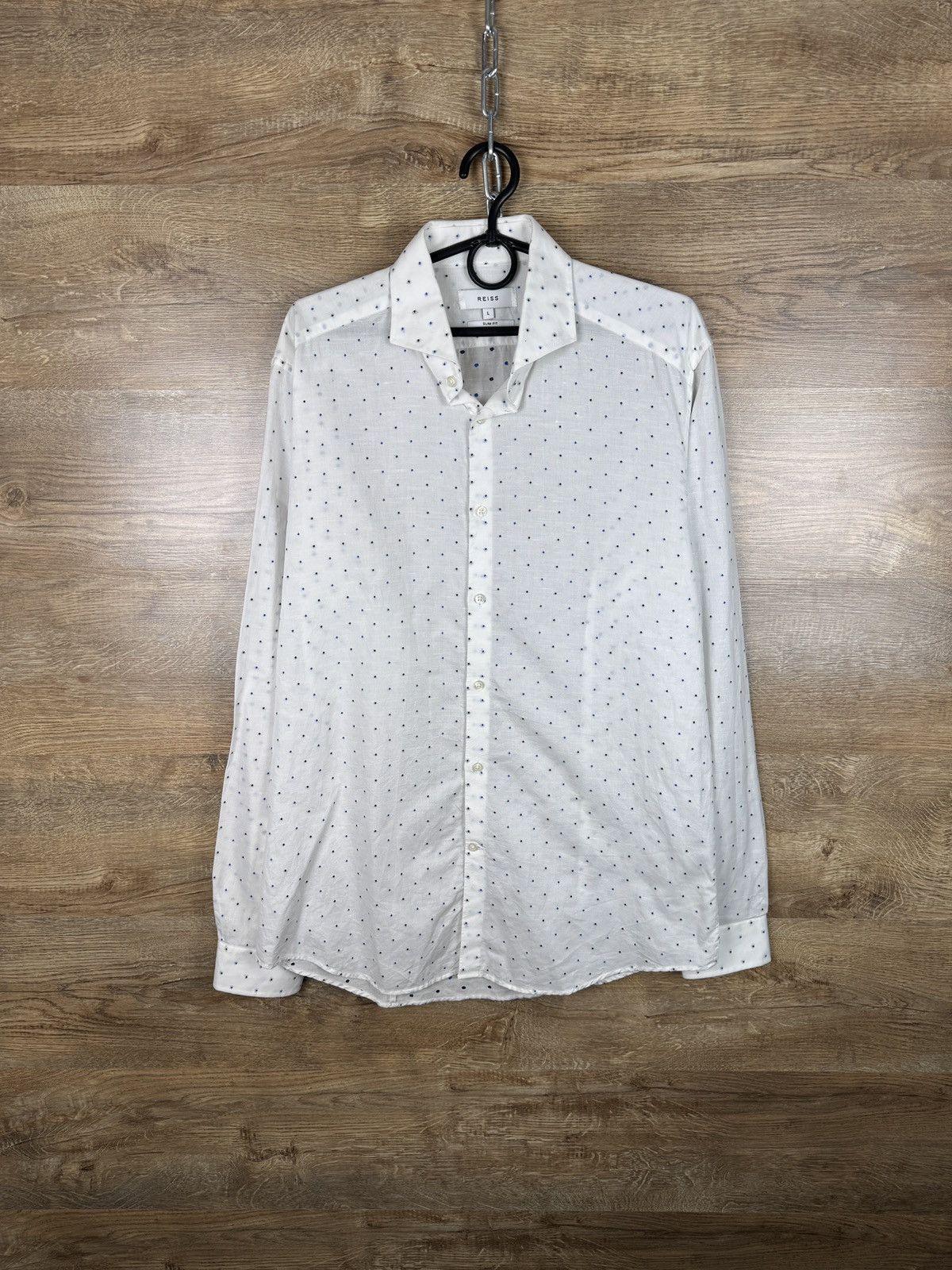 Reiss Mens Reiss shirts button up cotton linen luxury size L Size US L / EU 52-54 / 3 - 1 Thumbnail