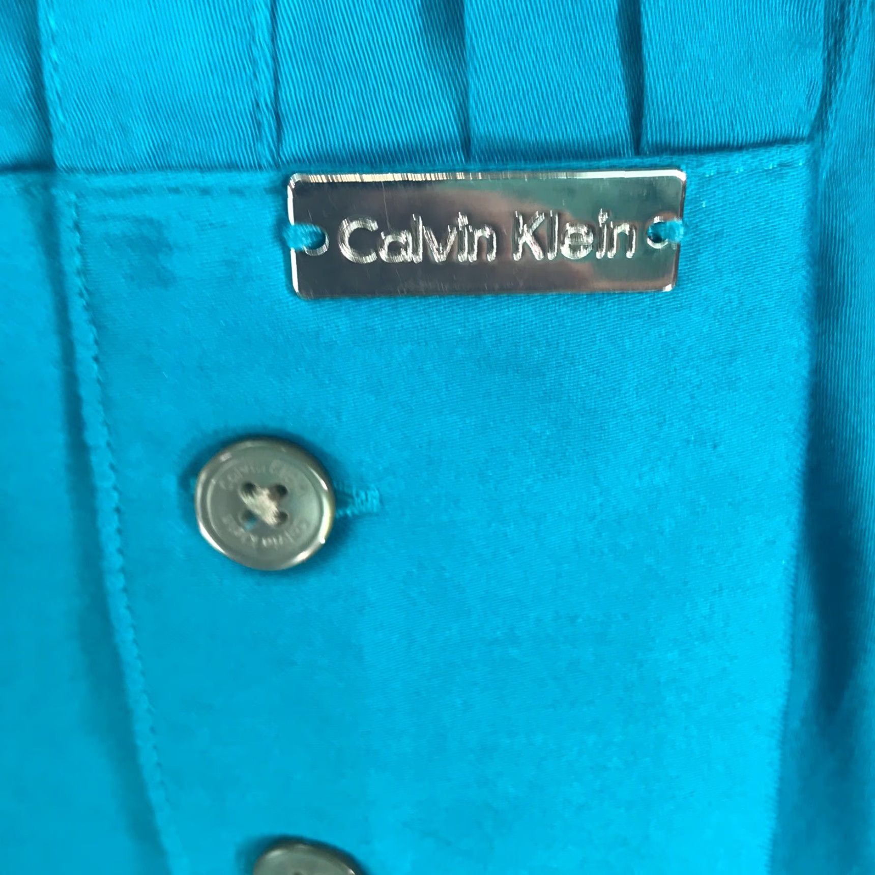 Calvin Klein Vintage Calvin Klein Women's Shirt L Blue Solid Essential Fit Long Sleeves Casual Size L / US 10 / IT 46 - 3 Thumbnail