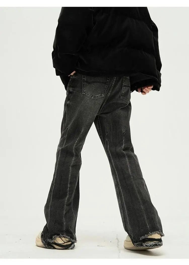 Designer × Japanese Brand Faded y2k Black Ripped Flare jeans Size US 33 - 3 Thumbnail