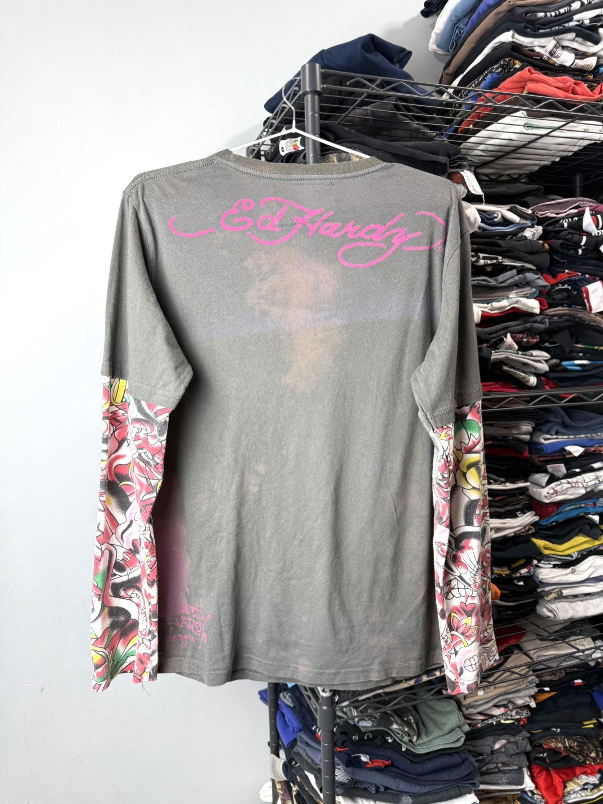 Christian Audigier Vintage Ed Hardy Rhinestones Wolf Longsleeve Punk Rock Size US XL / EU 56 / 4 - 2 Thumbnail