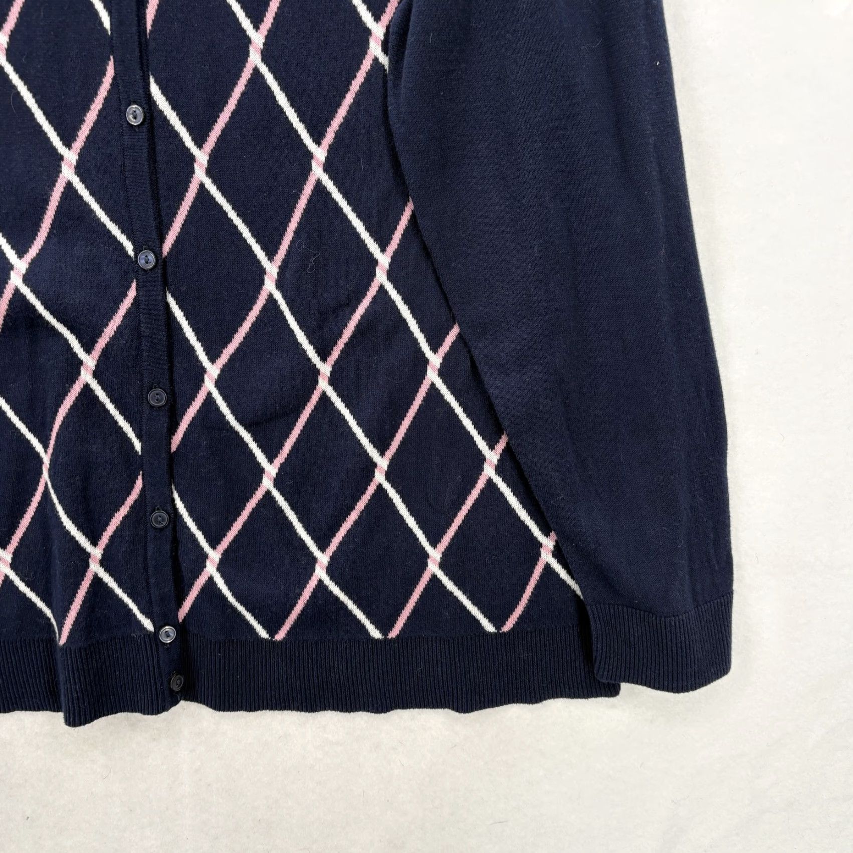 Croft & Barrow Croft & Barrow Cardigan Sweater Womens 2X Plus Blue Argyle Crew Neck Cotton NWT Size XXL / US 16-18 / IT 52-54 - 3 Thumbnail