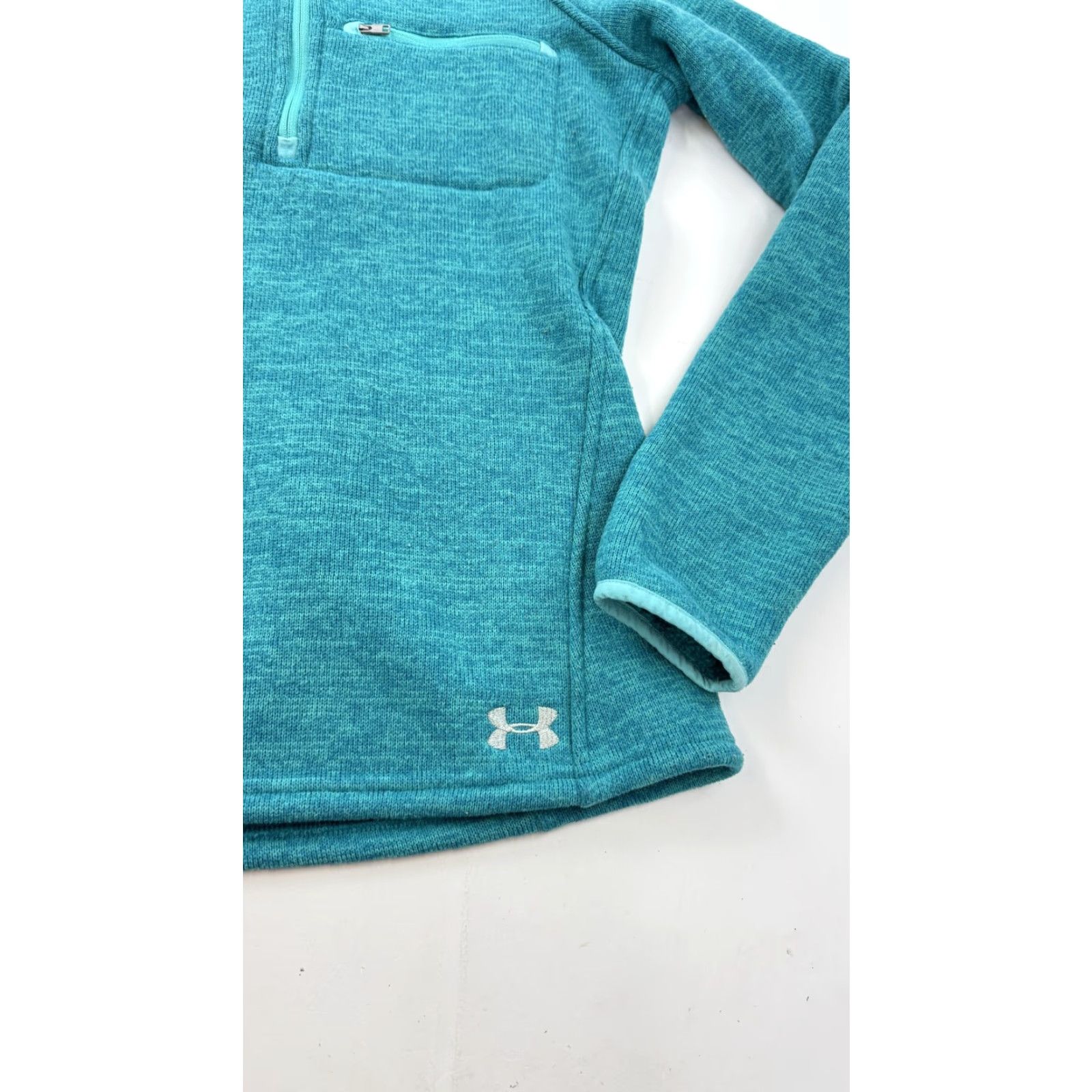 Under Armour Under Armour Pullover Womens M Blue 1/4 Zip Mock Neck Long Sleeve Fleece ColdGear Storm1 Sweatshirt Top Size M / US 6-8 / IT 42-44 - 2 Thumbnail