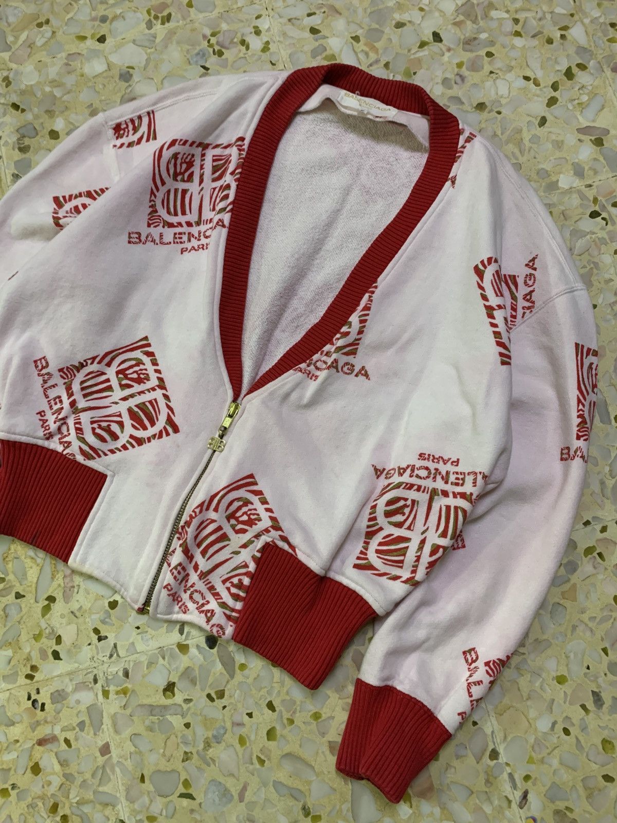 Balenciaga VINTAGE BALENCIAGA ALL OVER PRINT CREST ZIP CARDIGAN Size M / US 6-8 / IT 42-44 - 3 Thumbnail