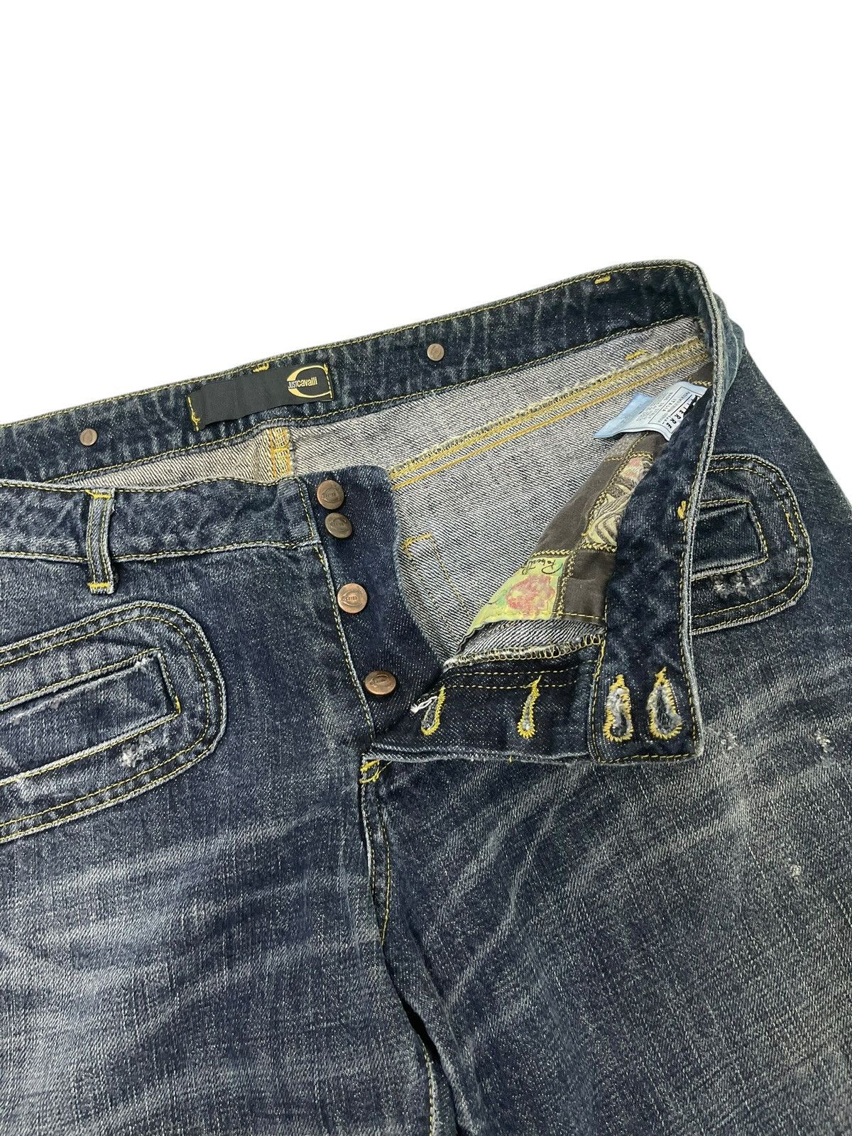 Roberto Cavalli Wide Jeans Just Cavalli Chrome Heart Dior Erd cdg Amiri 2🟦9 Size US 35 - 7 Thumbnail