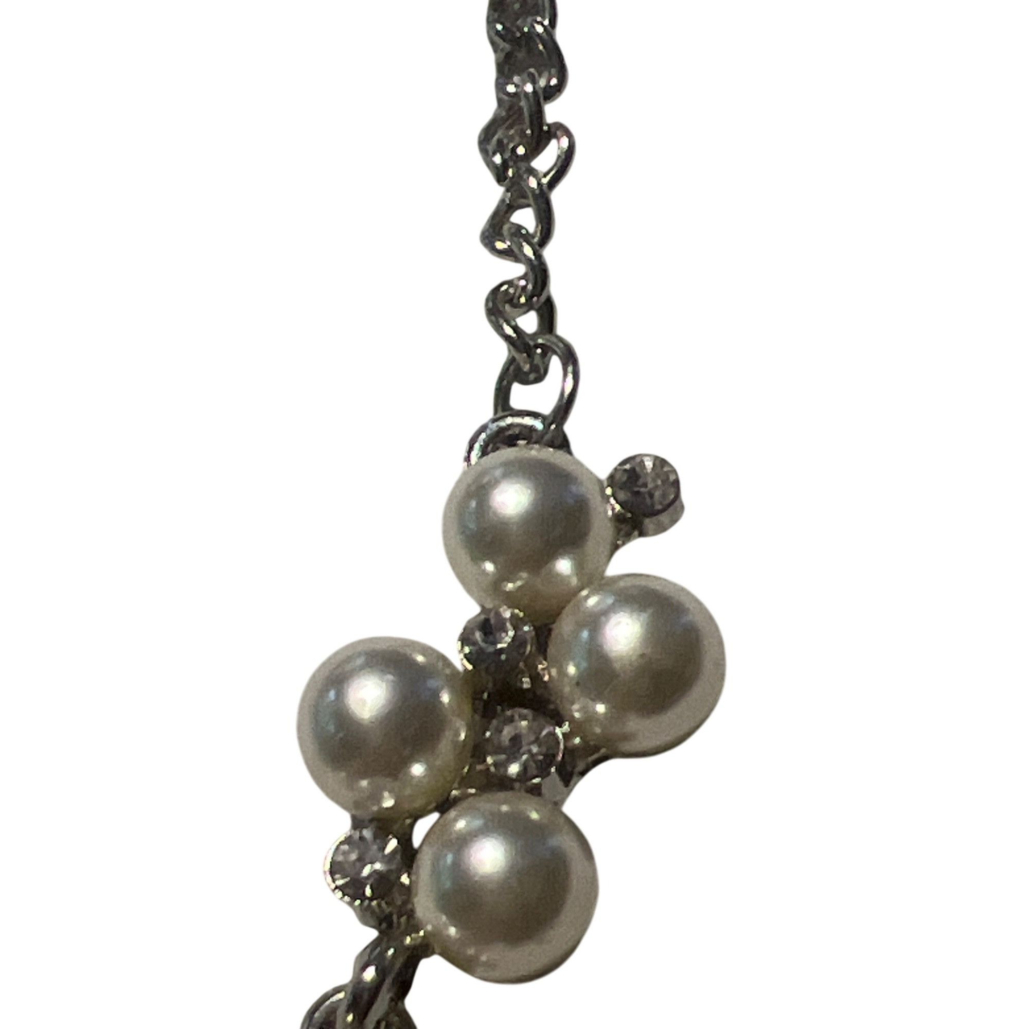 Other Silver Tone Articulated Faux Pearl Rhinestone Collar Necklac Size ONE SIZE - 3 Thumbnail
