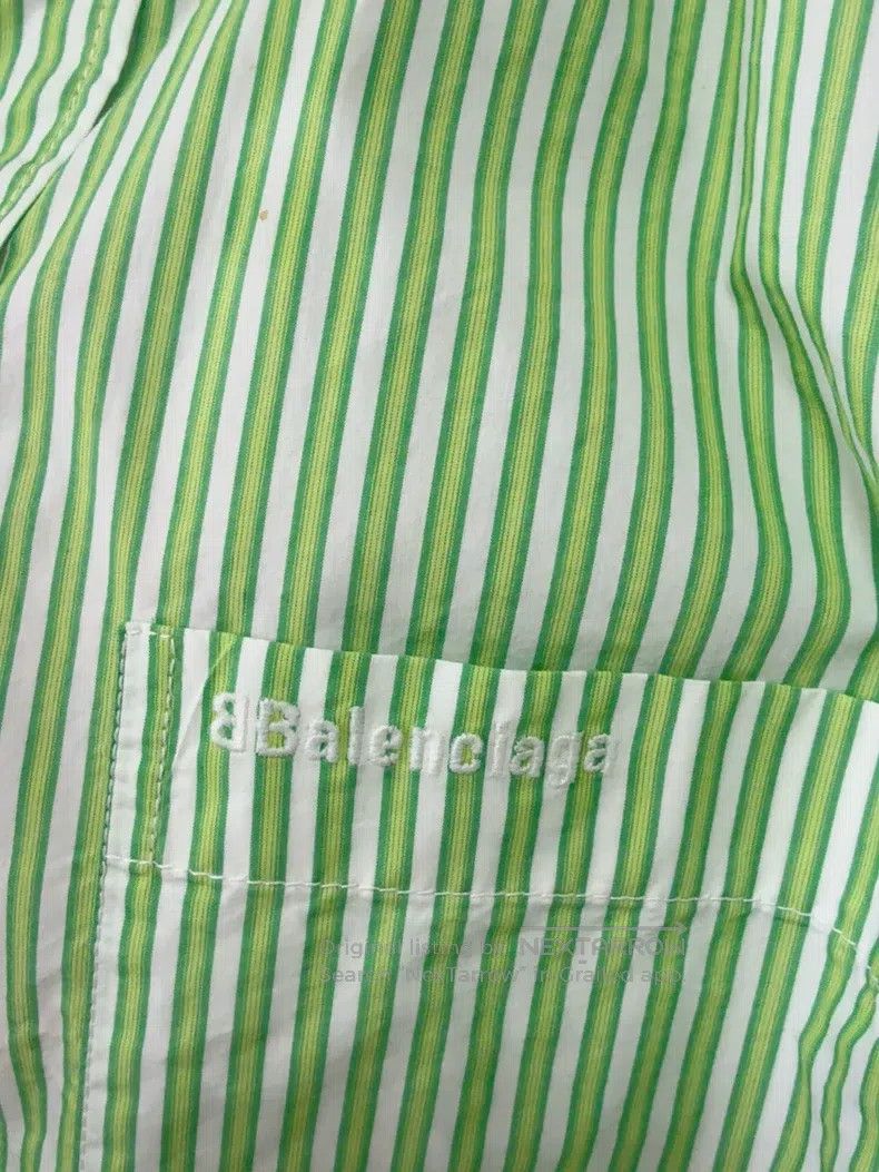 Balenciaga Balenciaga Green Striped Shirt Size XS / US 0-2 / IT 36-38 - 5 Thumbnail