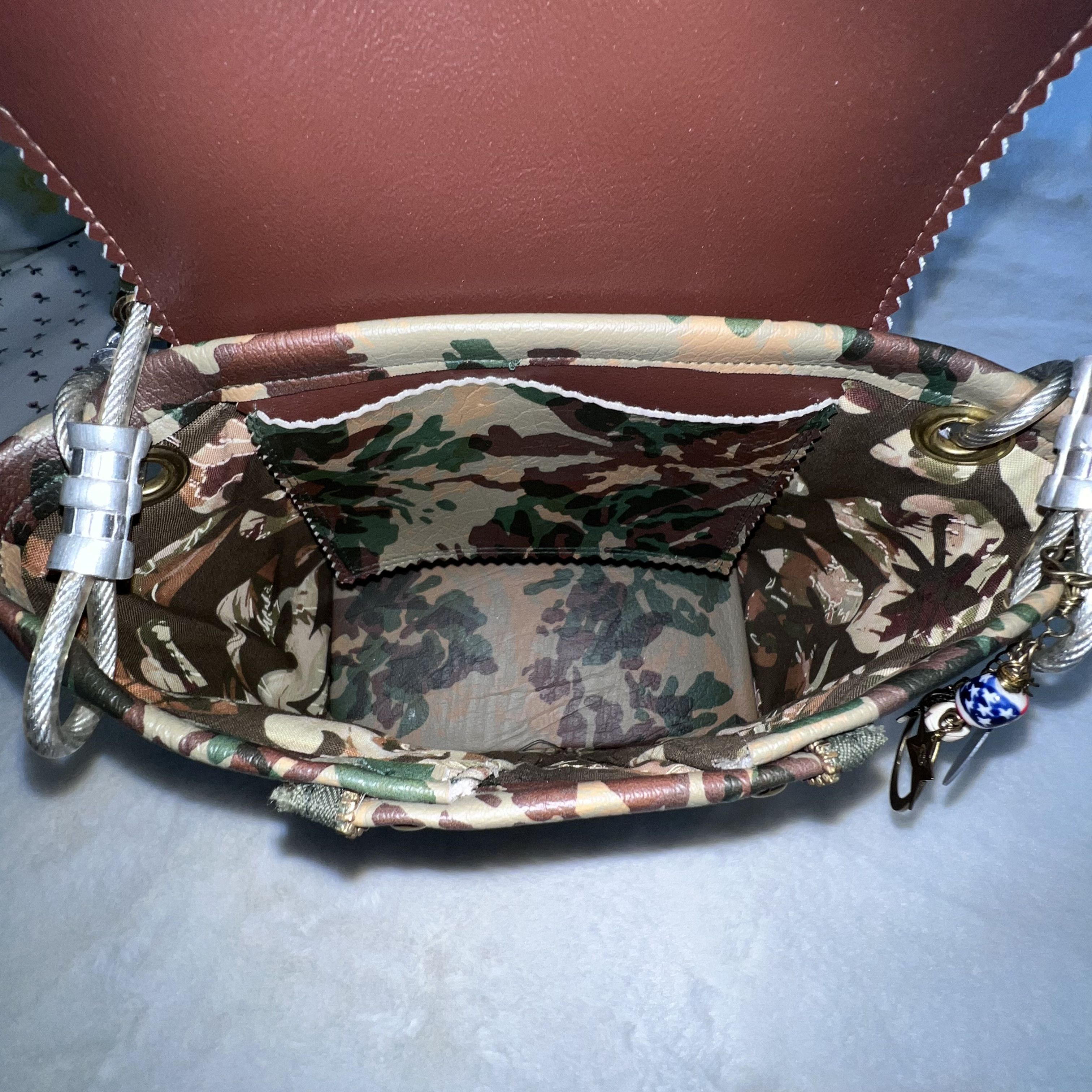 Other RARE Custom TOM BOY TOTES Bag - Floral Camo, Rivets, Charms Size ONE SIZE - 10 Thumbnail