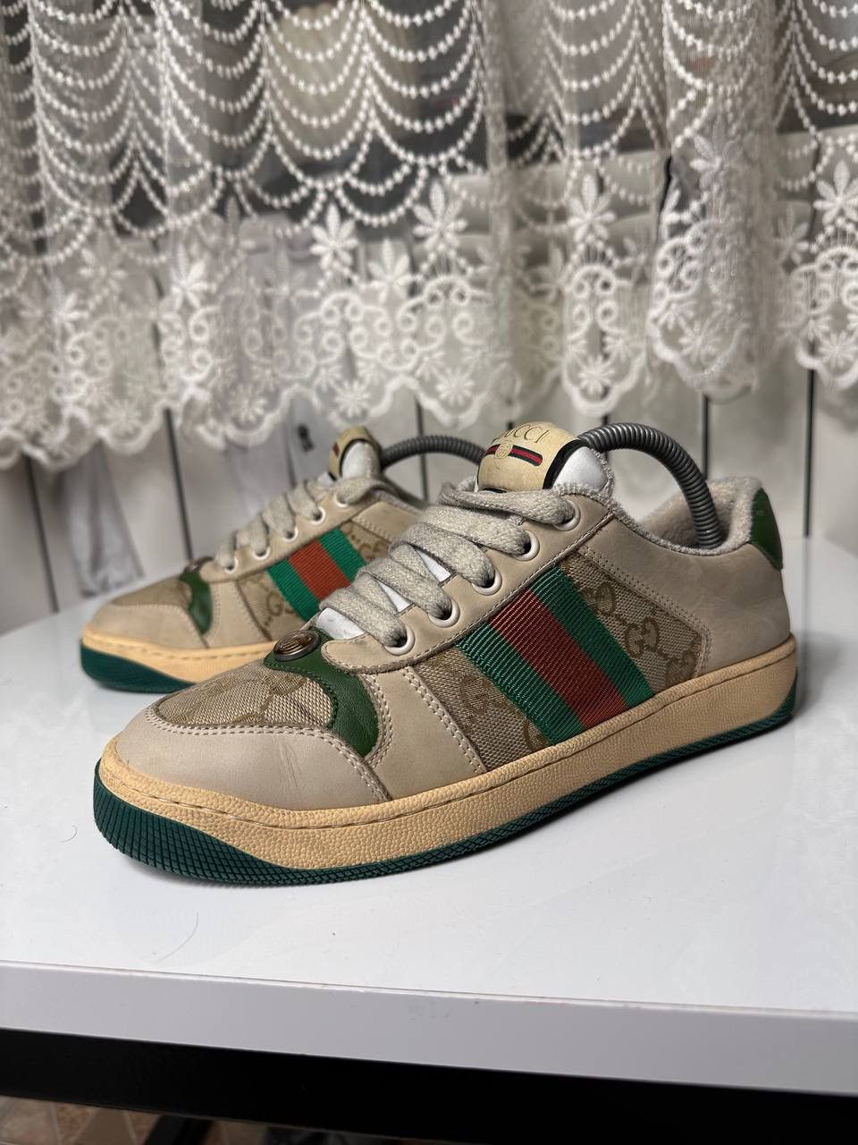 Gucci Gucci Screener Leather GG Canvas Double G Logo Sneakers Size US 5.5 / IT 35.5 - 2 Thumbnail
