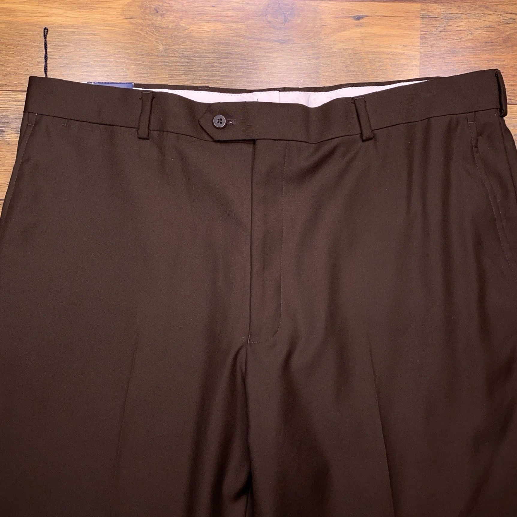 Stafford Stafford Dress Pants Mens 40x29 Brown Micro Twill Classic Straight Fit New Size US 40 / EU 56 - 3 Thumbnail