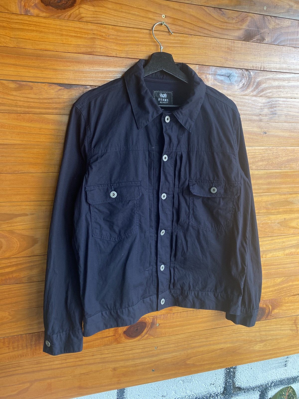 Beams Japan Beams Heart Navy Button-Up Jacket Japanese Casual Workwear Size US M / EU 48-50 / 2 - 6 Thumbnail