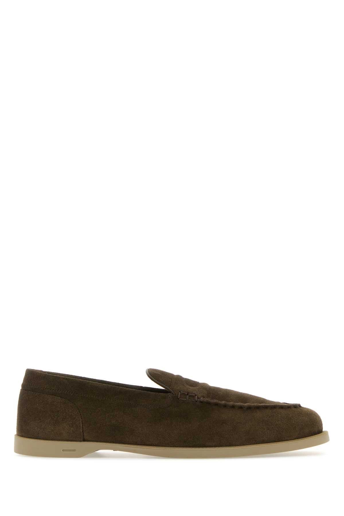 image of John Lobb Mud Suede Pace Loafers in Brown, Men's (Size 11)