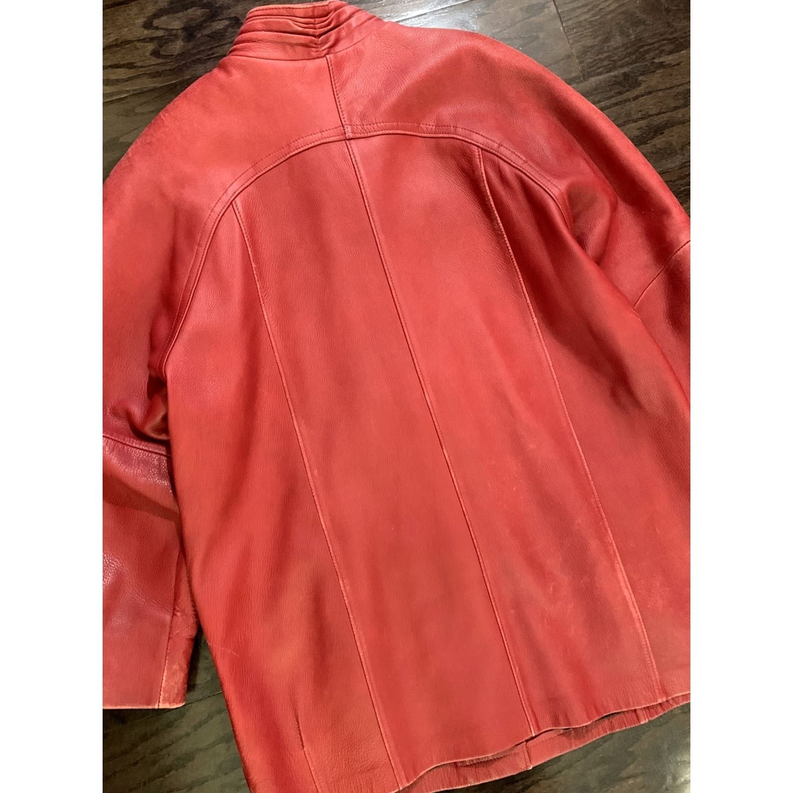 Vintage VINTAGE W.B. PLACE USA WESTERN Rancher Leather JACKET Mens Medium Red Lined Jacket, Leather, Long, Button Closure, Solid, Sheriff Theme Size US M / EU 48-50 / 2 - 7 Thumbnail