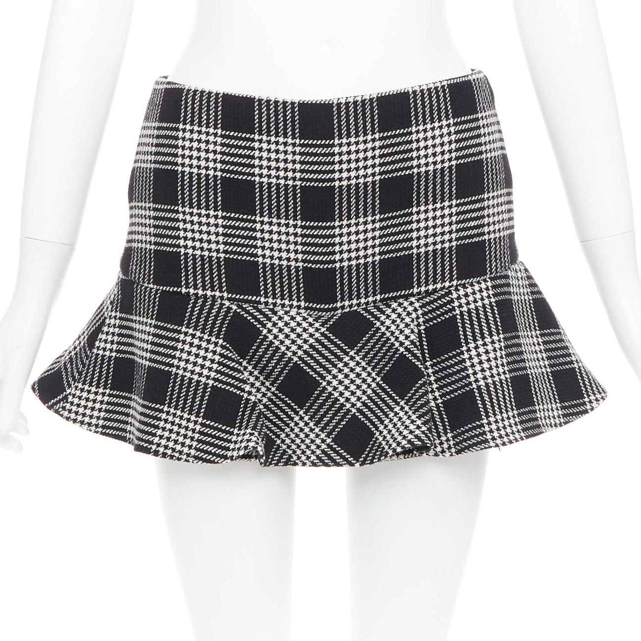 RED Valentino RED VALENTINO black grey houndstooth check print frill mini skort IT38 XS Size 26" / US 2 / IT 38 - 1 Thumbnail