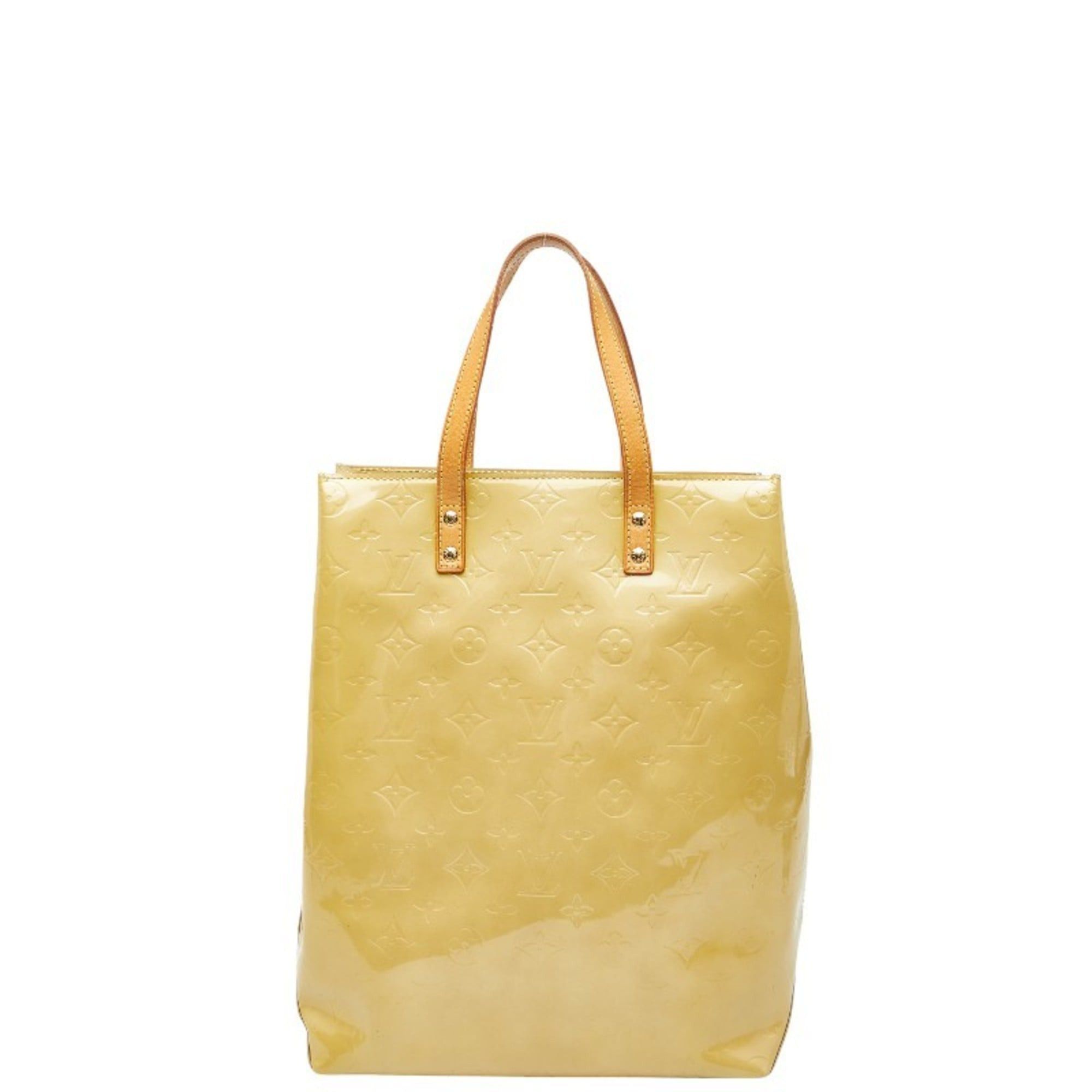 Louis Vuitton Monogram Vernis Reed MM Handbag Tote Bag M91141 Beige Patent Leather Women's LOUIS VUITTON