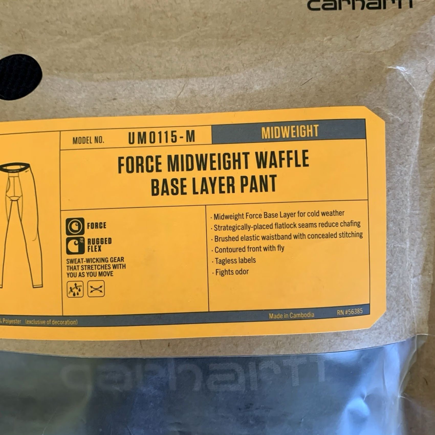Carhartt VINTAGE Carhartt Force Midweight Waffle Mens LT Black Base Layer Pant UM0115-M New Size US 33 - 2 Thumbnail