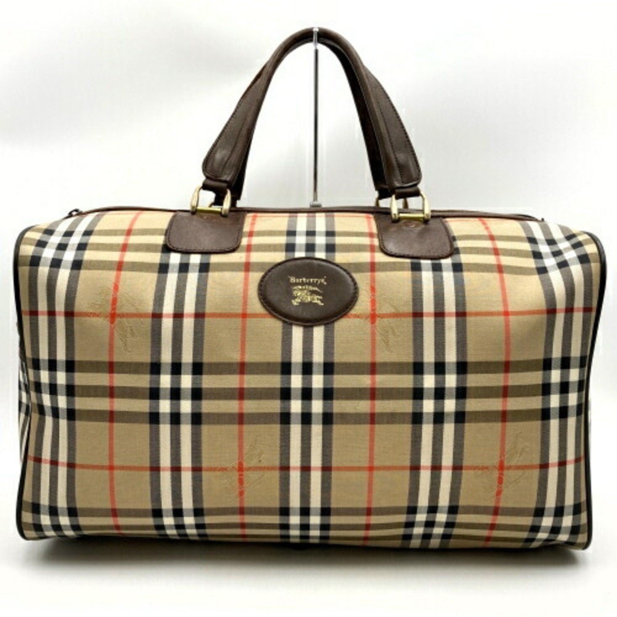 image of Burberrys Boston Bag Handbag Beige Brown Monogram Canvas Nova Check Women's Itvxvkv2D660 in White