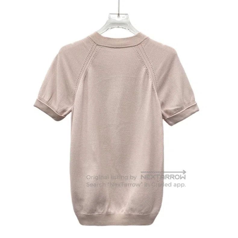 Hermes Hermes Light pink cotton round-neck short-sleeve zipper kn Size XS / US 0-2 / IT 36-38 - 2 Thumbnail