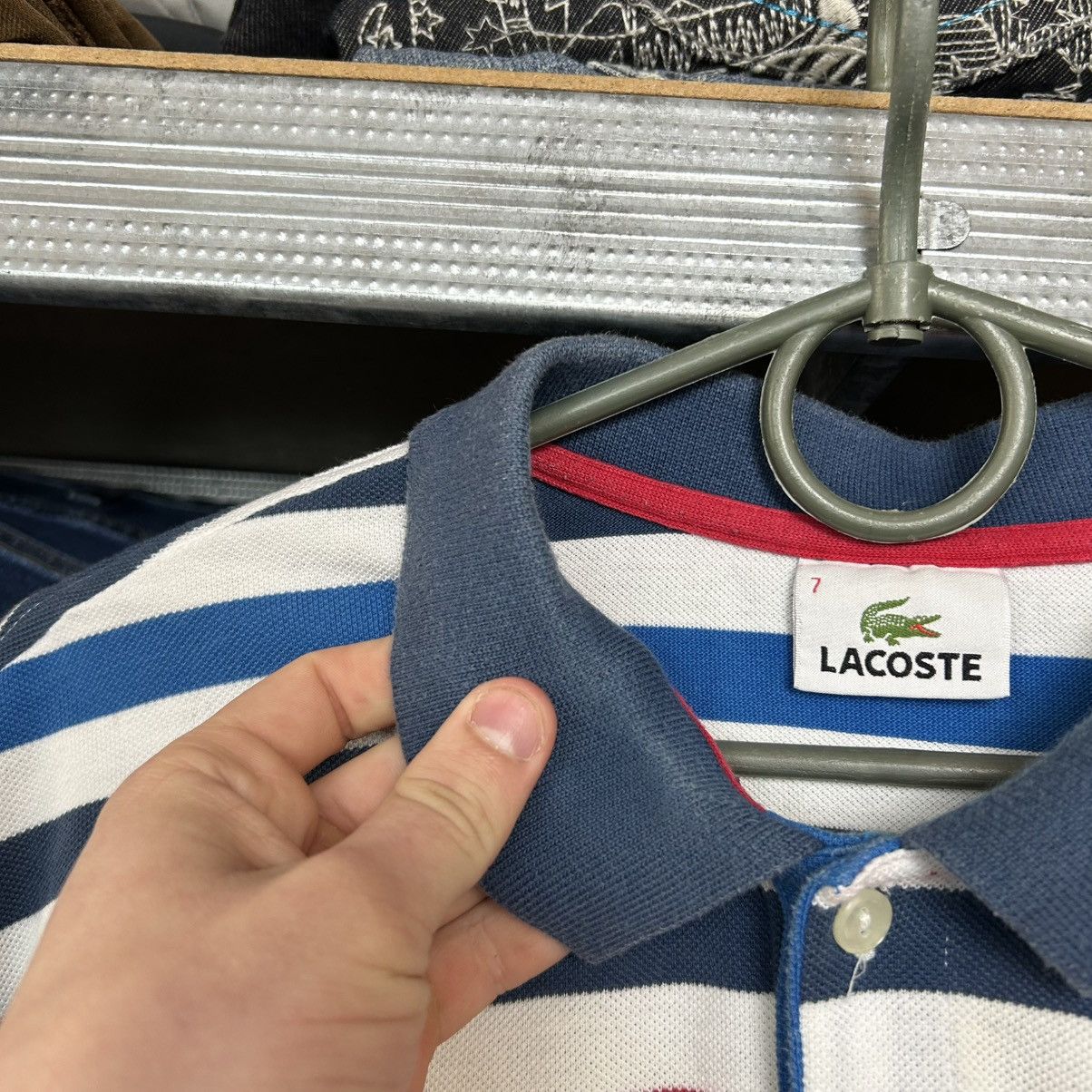 Lacoste Mens Lacoste Small logo Multicolored y2k polo Size US XL / EU 56 / 4 - 5 Thumbnail