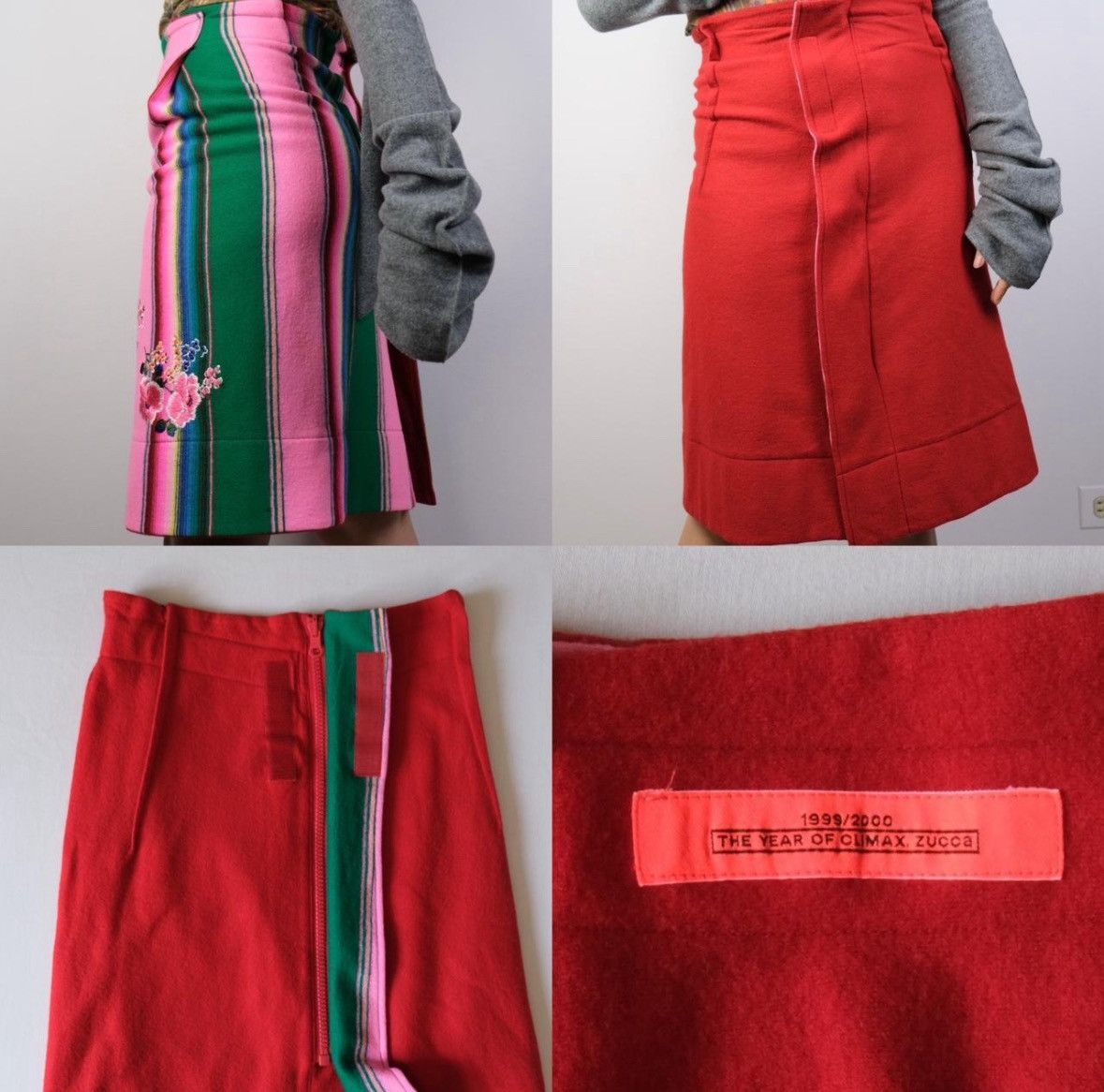 Zucca Zucca F/W 1999 double sided wool embroidered skirt Size 30" / US 8 / IT 44 - 2 Thumbnail