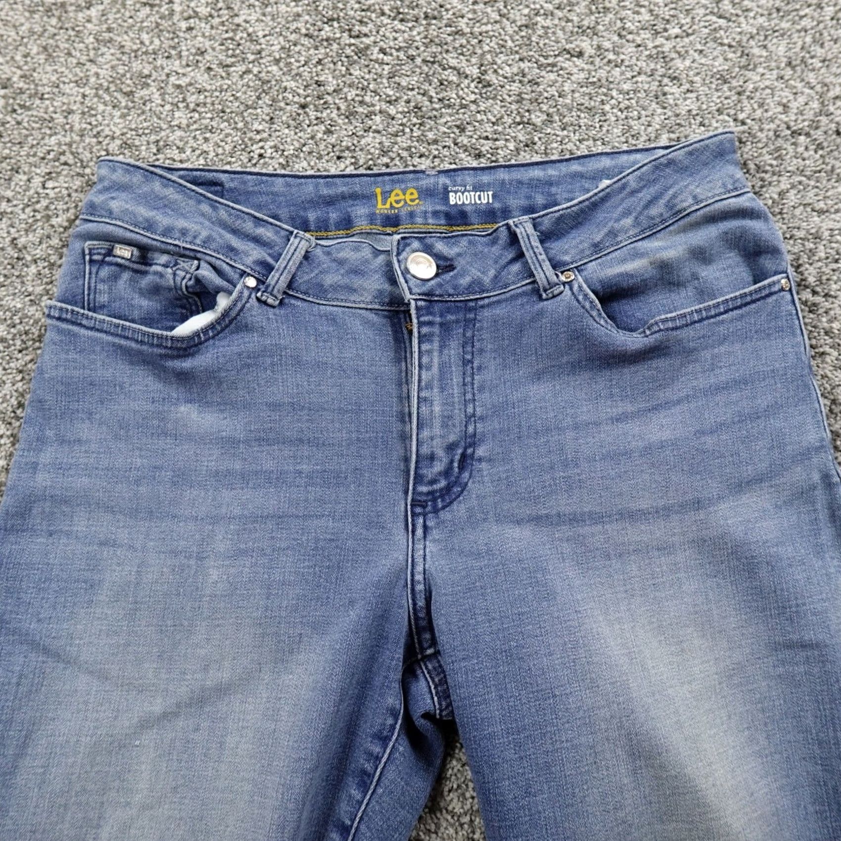 Lee Lee Jeans Women's Jeans 12 Dark Blue Denim Bootcut Stretch Regular Fit 5-Pocket Denim Pants Blue Womens Size 34" / US 12 / IT 48 - 6 Thumbnail