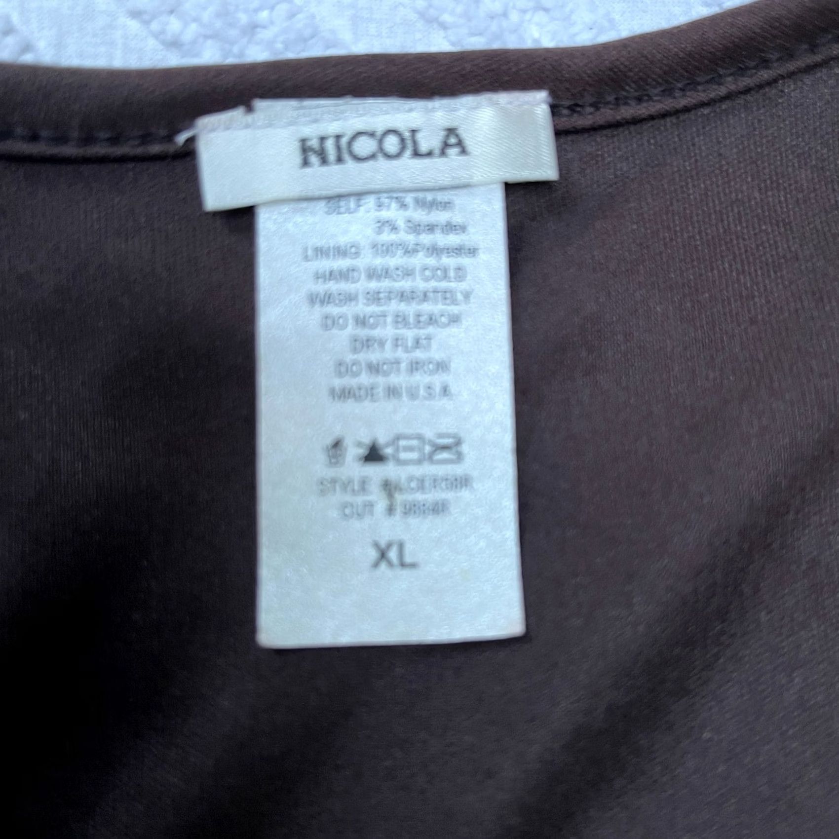 Vintage Nicola Women's 3/4 Sleeve Sheer Top Ruffle Neck Blouse XL Brown Floral Shirt Size XL / US 12-14 / IT 48-50 - 3 Thumbnail