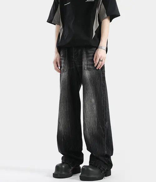 VIBE American street men's cleanfit washed straight flared jeans Size US 32 / EU 48 - 7 Thumbnail