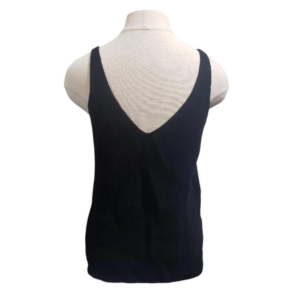 Designer CT1912 The Drop Ribbed Black Sweater Tank S Size S / US 4 / IT 40 - 4 Thumbnail