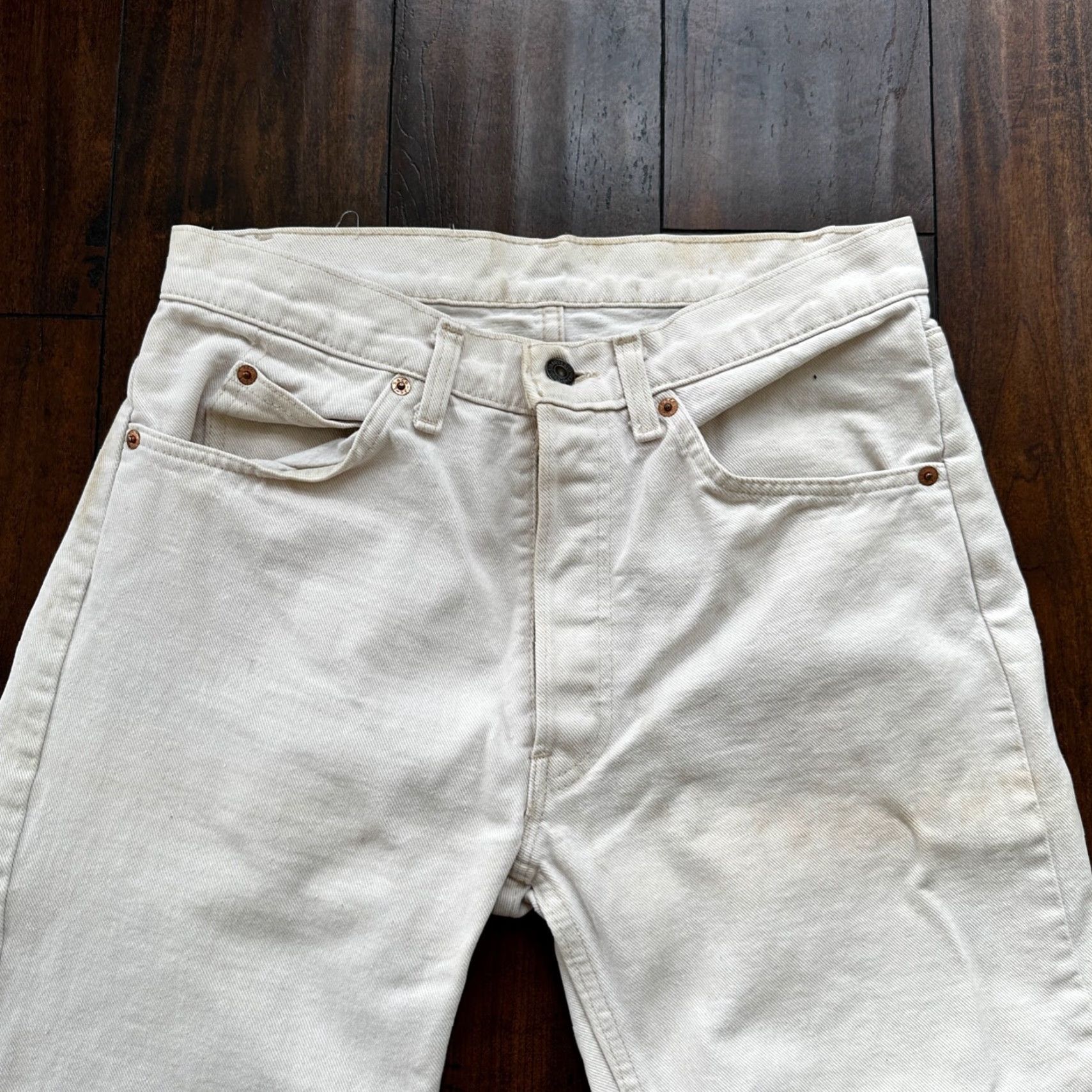 Levi's Vintage Levi's 501 Jeans Men 30x24 White Bleach Wash Mid Rise Straight Denim 80s USA Fashion Size US 30 / EU 46 - 2 Thumbnail