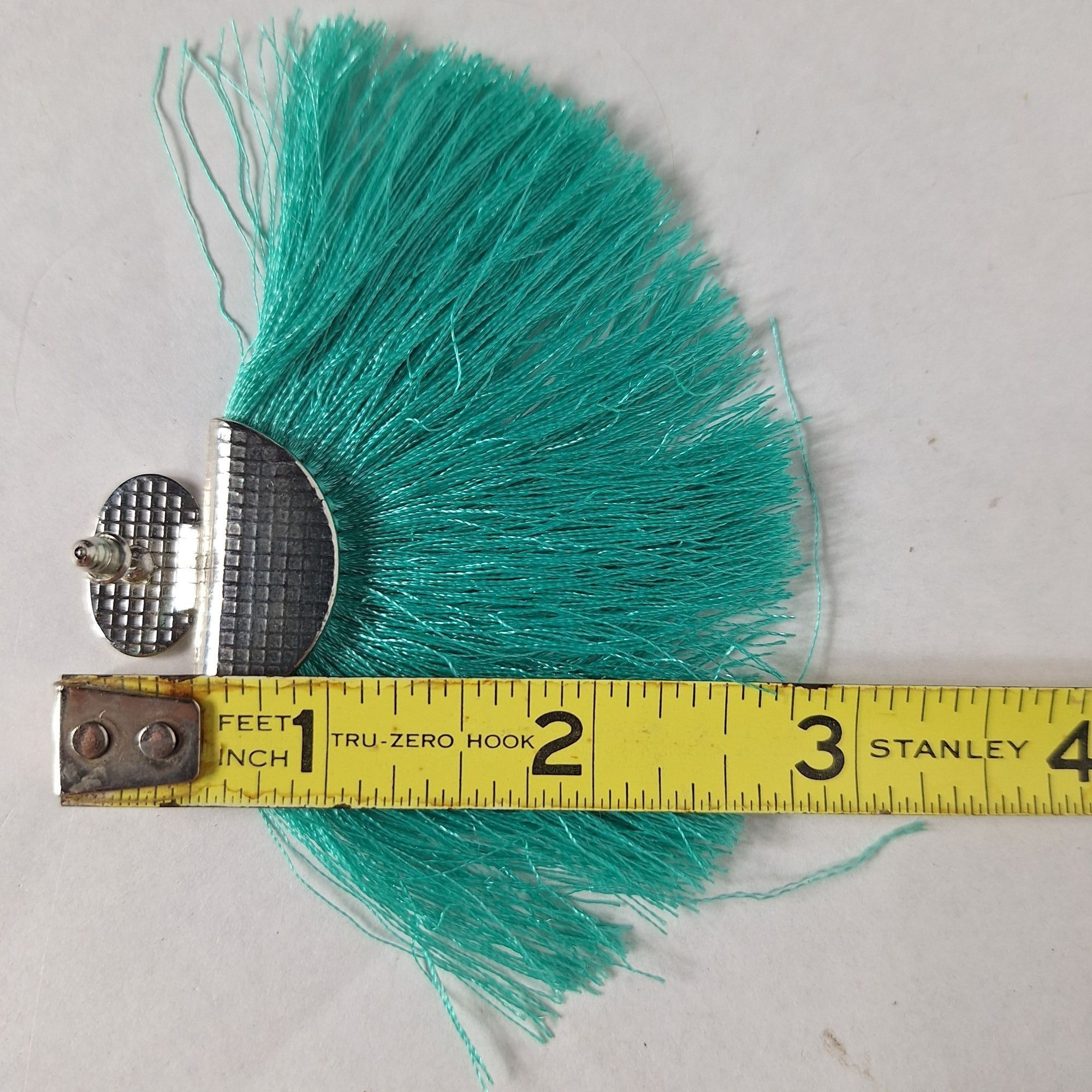 Other Teal Fringe Tassel Earrings Silver Tone Hammered Boho Mermai Size ONE SIZE - 3 Thumbnail