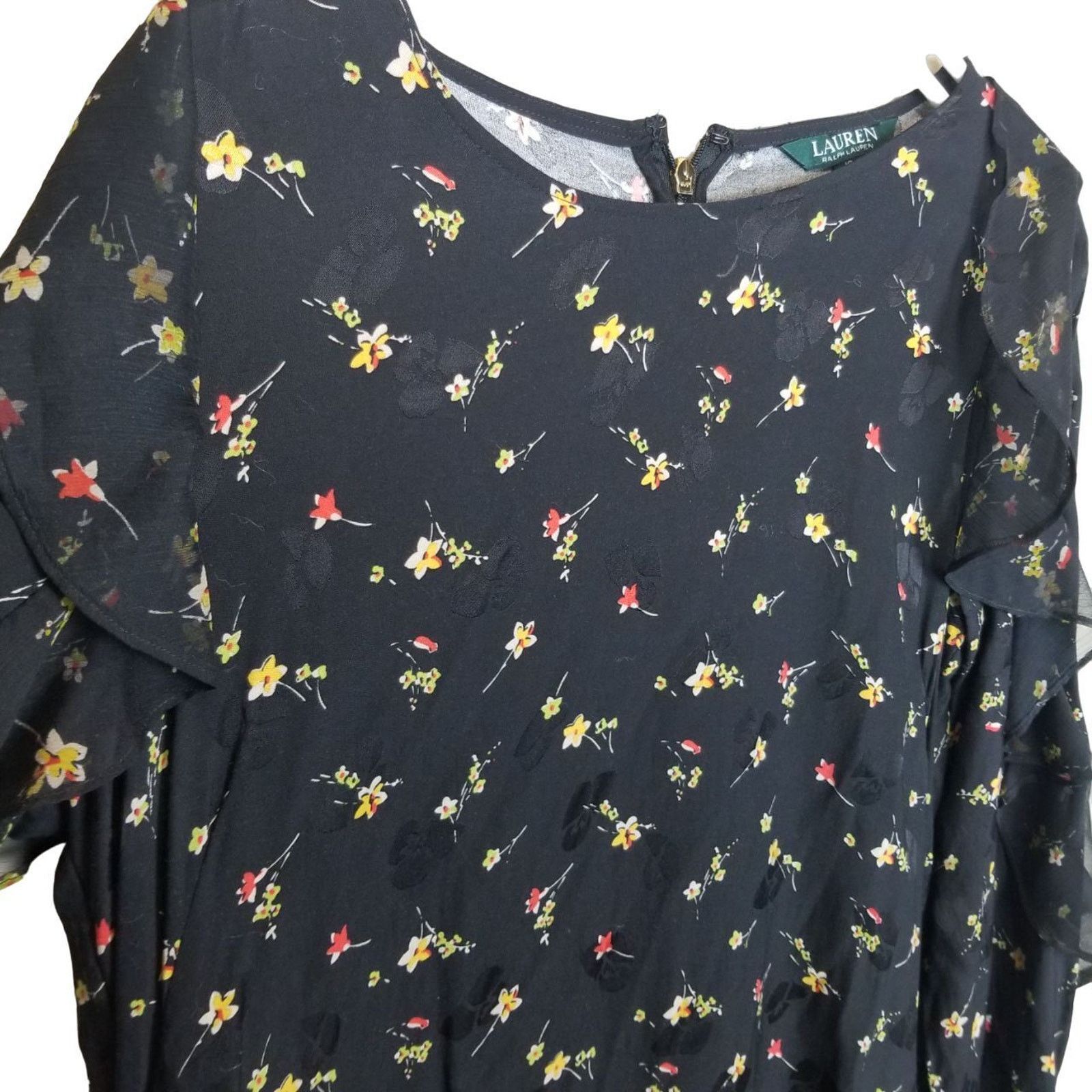 Lauren Ralph Lauren Lauren Ralph Lauren Womens Floral Sheath Dress Ruffle Sleeve Size L / US 10 / IT 46 - 6 Thumbnail