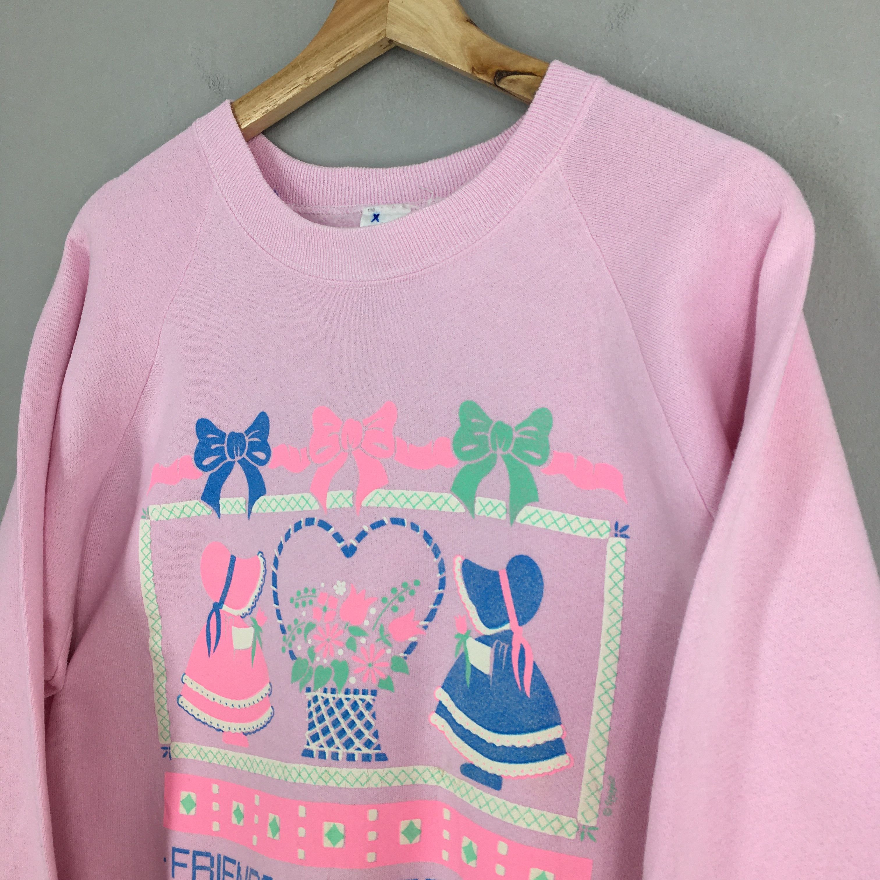 Fruit Of The Loom Vintage 90s Love Friends Forever Sweatshirt Large Size US L / EU 52-54 / 3 - 3 Thumbnail
