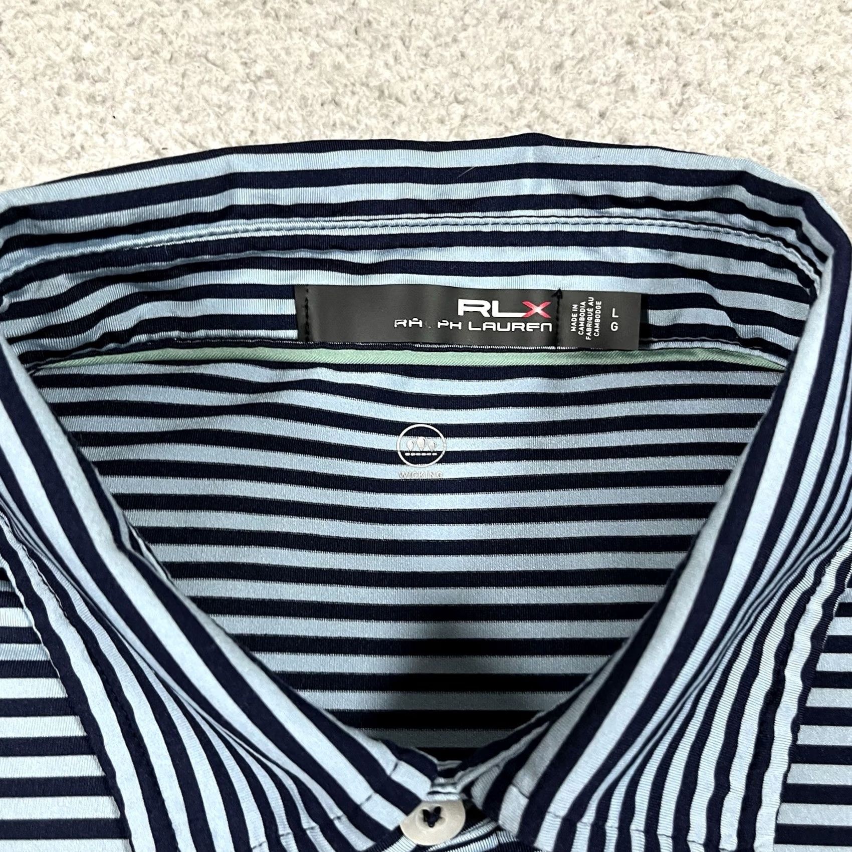 RLX Ralph Lauren RLX Ralph Lauren Polo Shirt Mens L Ryder Cup Whistling Straits Michelob Ultra Blue Short Sleeve Button-Front Knit Polo Size US L / EU 52-54 / 3 - 2 Thumbnail