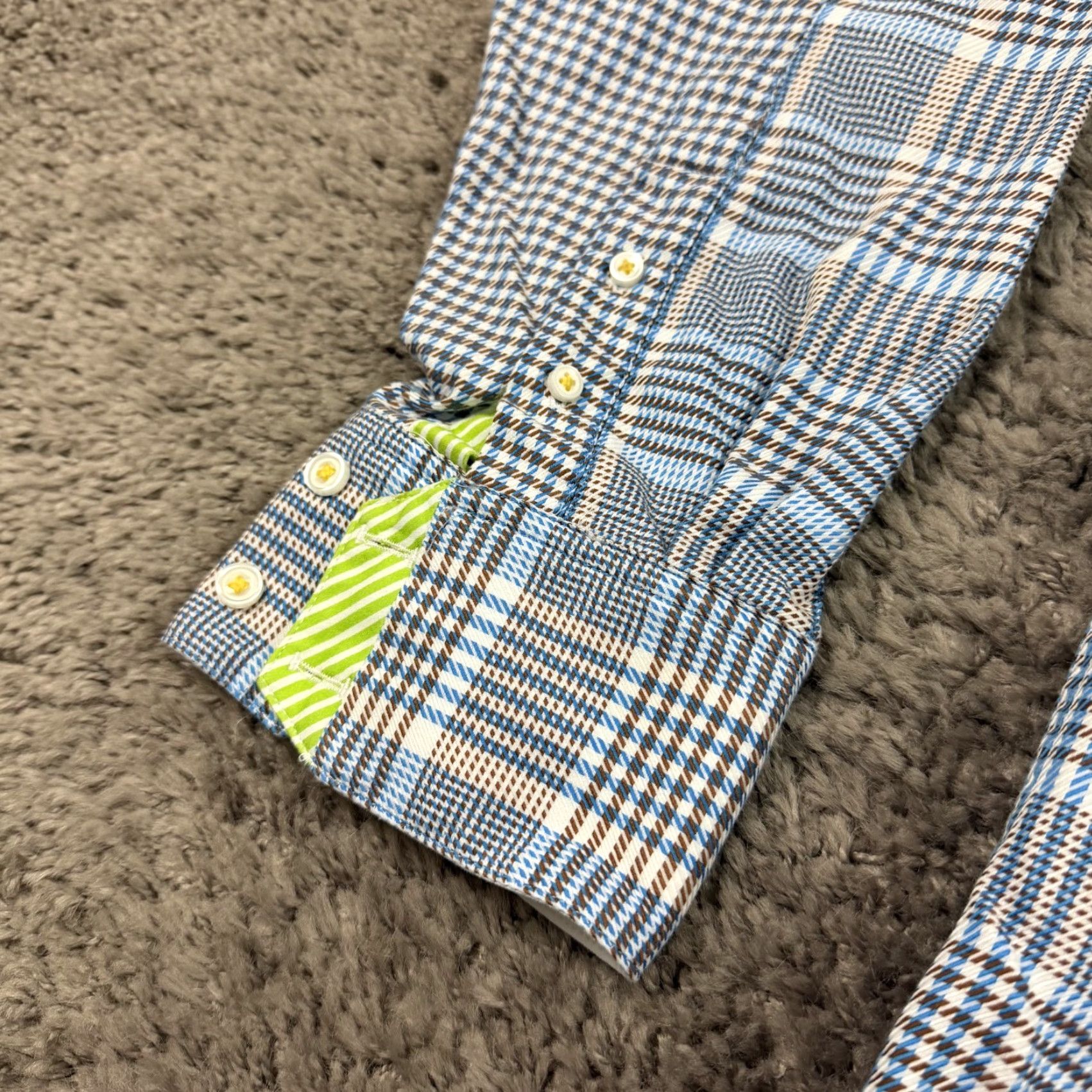 Robert Graham Robert Graham Shirt Mens 2XL Blue Glen Plaid Houndstooth Flip Cuff Long Sleeve Button-Up Casual Party/Cocktail Mens Size US XXL / EU 58 / 5 - 4 Thumbnail