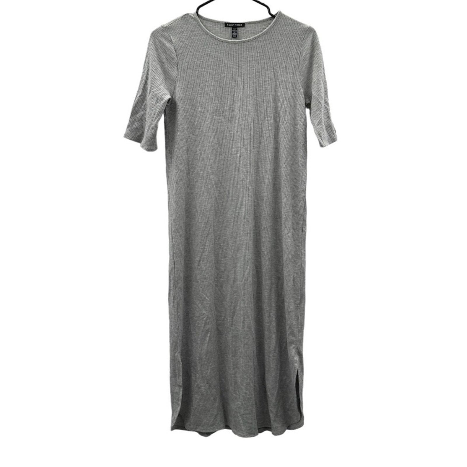 Eileen Fisher Eileen Fisher Dark Pearl Tencel Rib Crewneck Midi Dress Size XS / US 0-2 / IT 36-38 - 2 Thumbnail