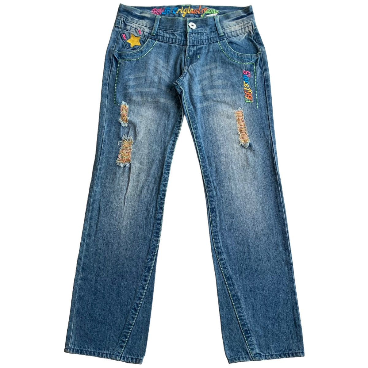 Japanese Brand Rare Y2K Japanese Brand Blue Moon Blue Embroidery Jeans Size US 30 / EU 46 - 6 Thumbnail