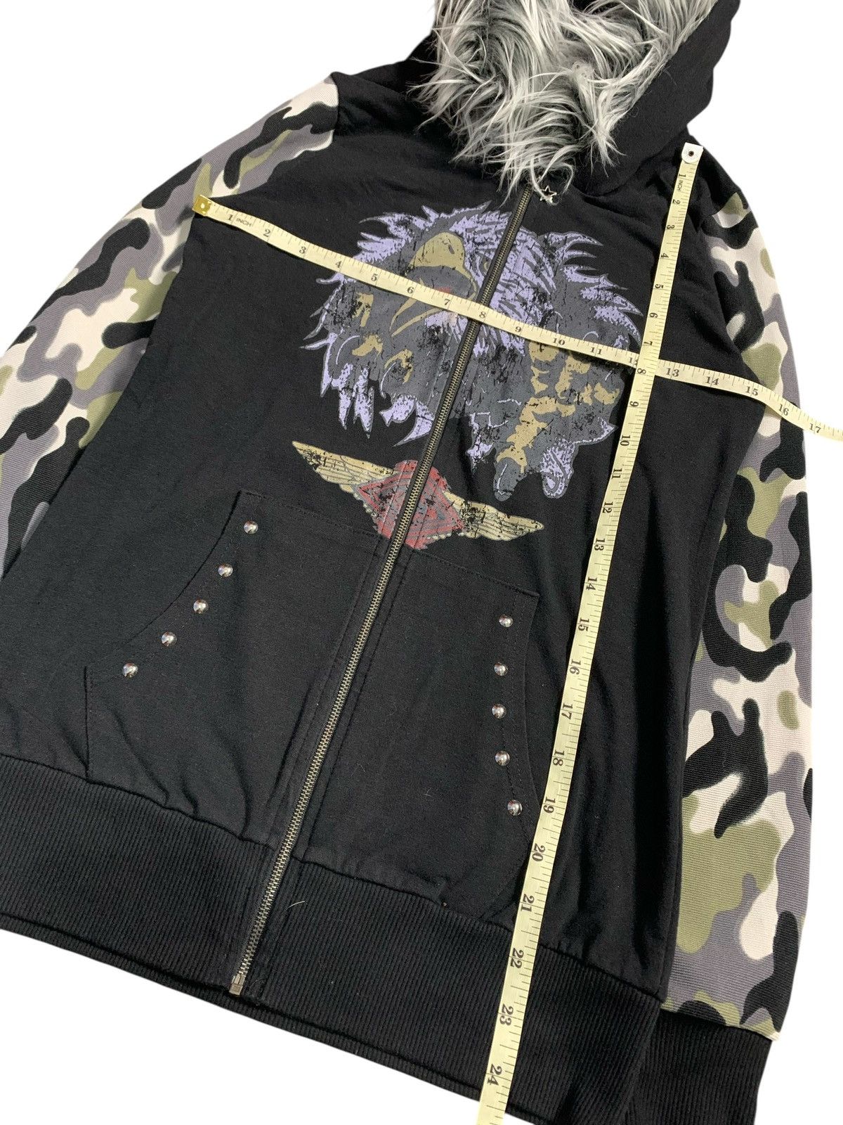 Beauty Beast EAGLE ROCK STAR SKULL SLEEVE CAMO FUR ZIP HOODIE LGB STYLE Size US XS / EU 42 / 0 - 9 Thumbnail