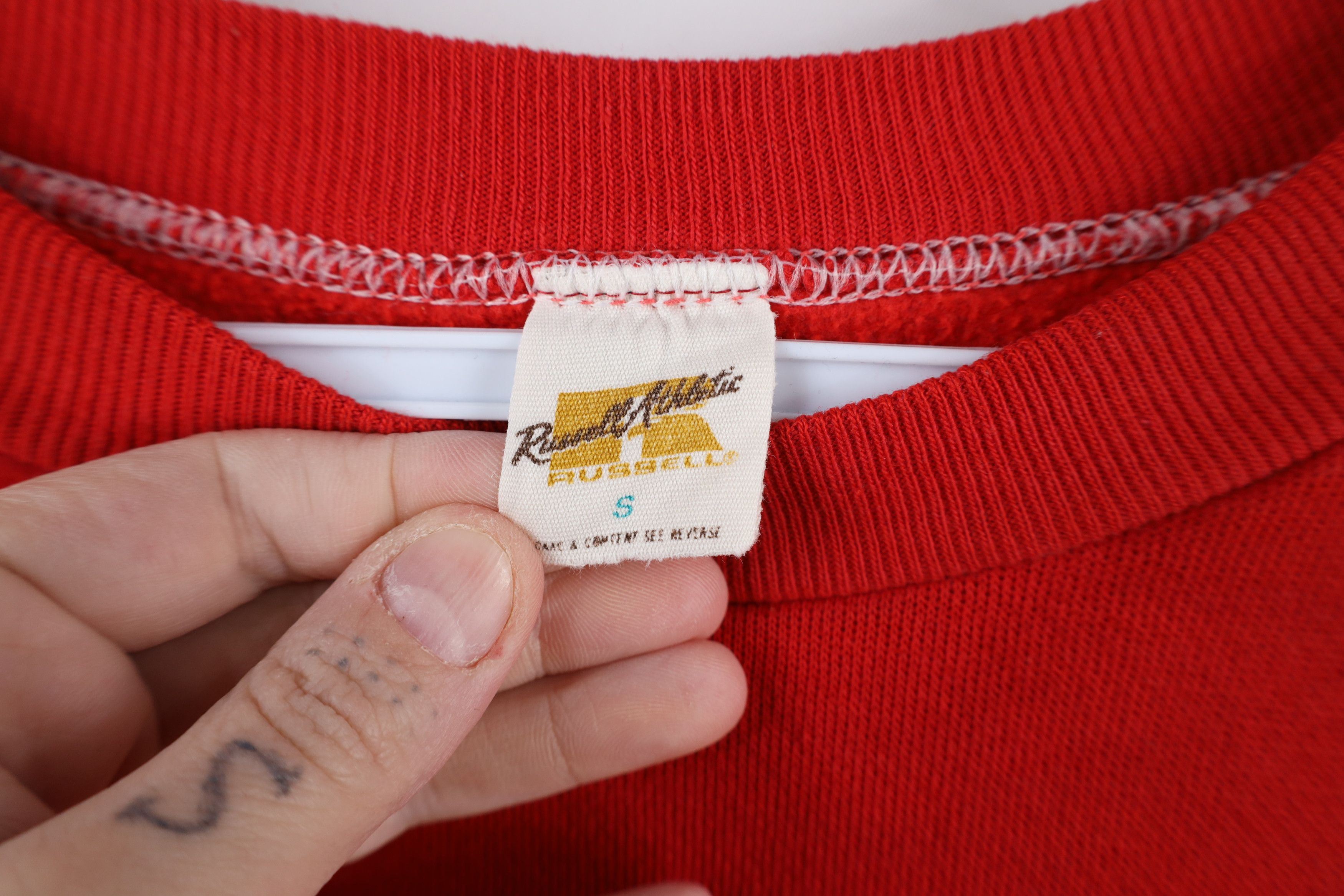 Russell Athletic × Vintage Vintage 70s Russell Athletic Crewneck Sweatshirt Red USA Size S / US 4 / IT 40 - 9 Thumbnail