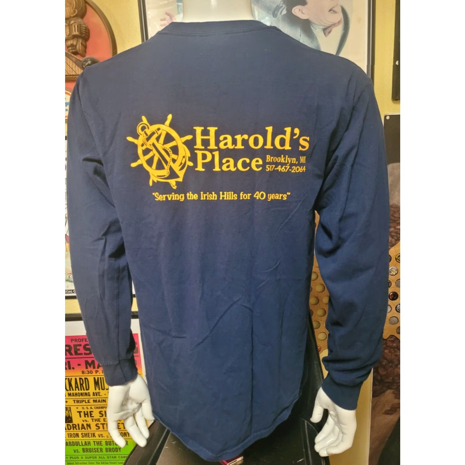 Gildan Harolds Place Brooklyn MI Long Sleeve T Shirt Large Blue Gildan Unisex Adults Bar Shirt Mens Womens Boys Girls Size US L / EU 52-54 / 3 - 3 Thumbnail
