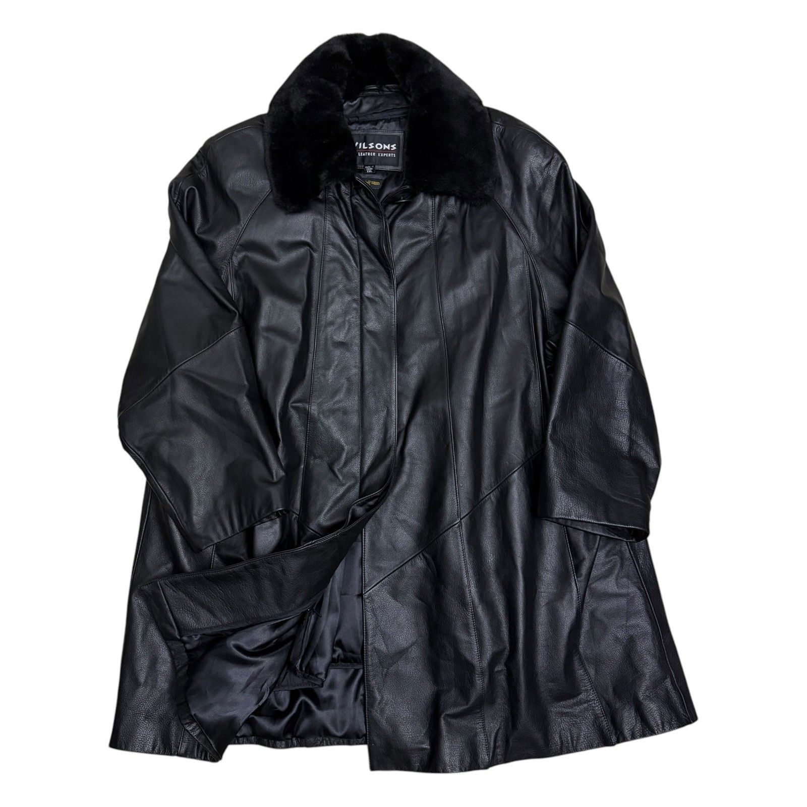 Wilsons Leather WILSONS LEATHER Faux Fur Leather Winter Trench Coat 2XL Size XXL / US 16-18 / IT 52-54 - 1 Thumbnail