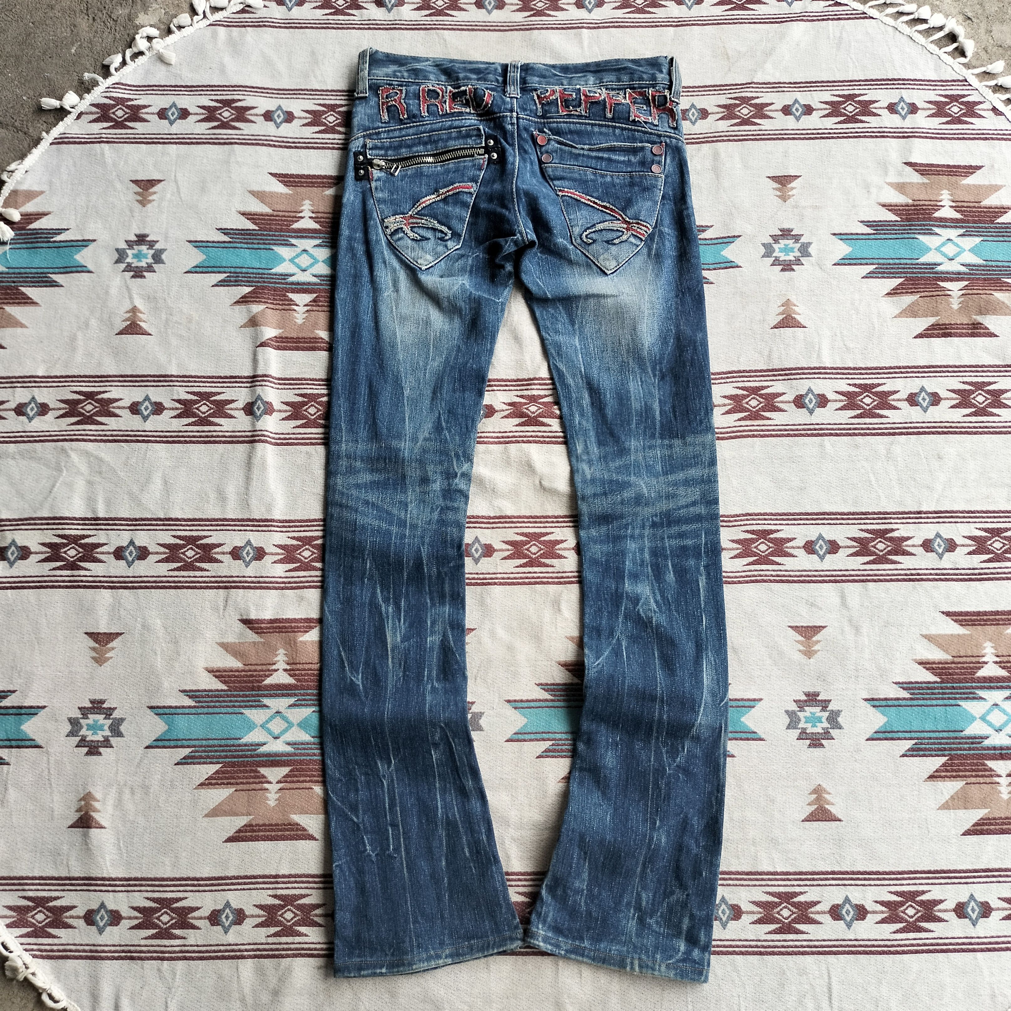 Red pepper gold embroidery boot cut clawmark denim