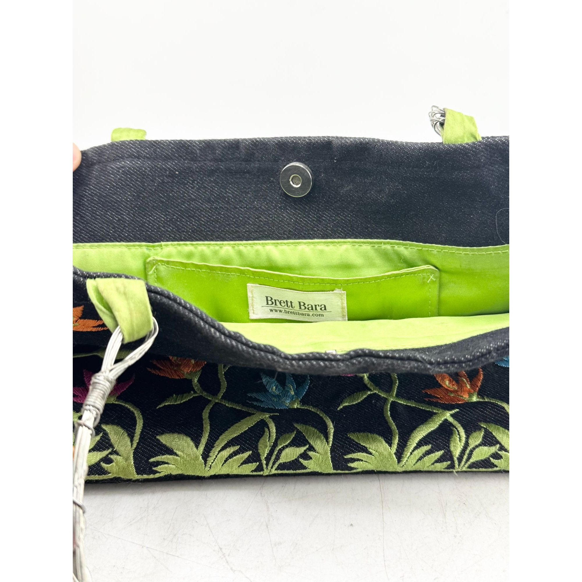 Vintage Brett Bara Denim Embroidered beaded purse handbag bag Size ONE SIZE - 6 Thumbnail